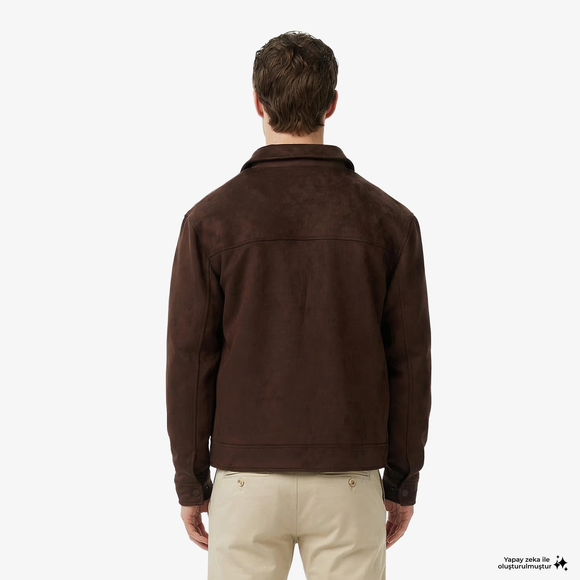 Nautica Erkek Kahverengi Regular Fit Süet Ceket
