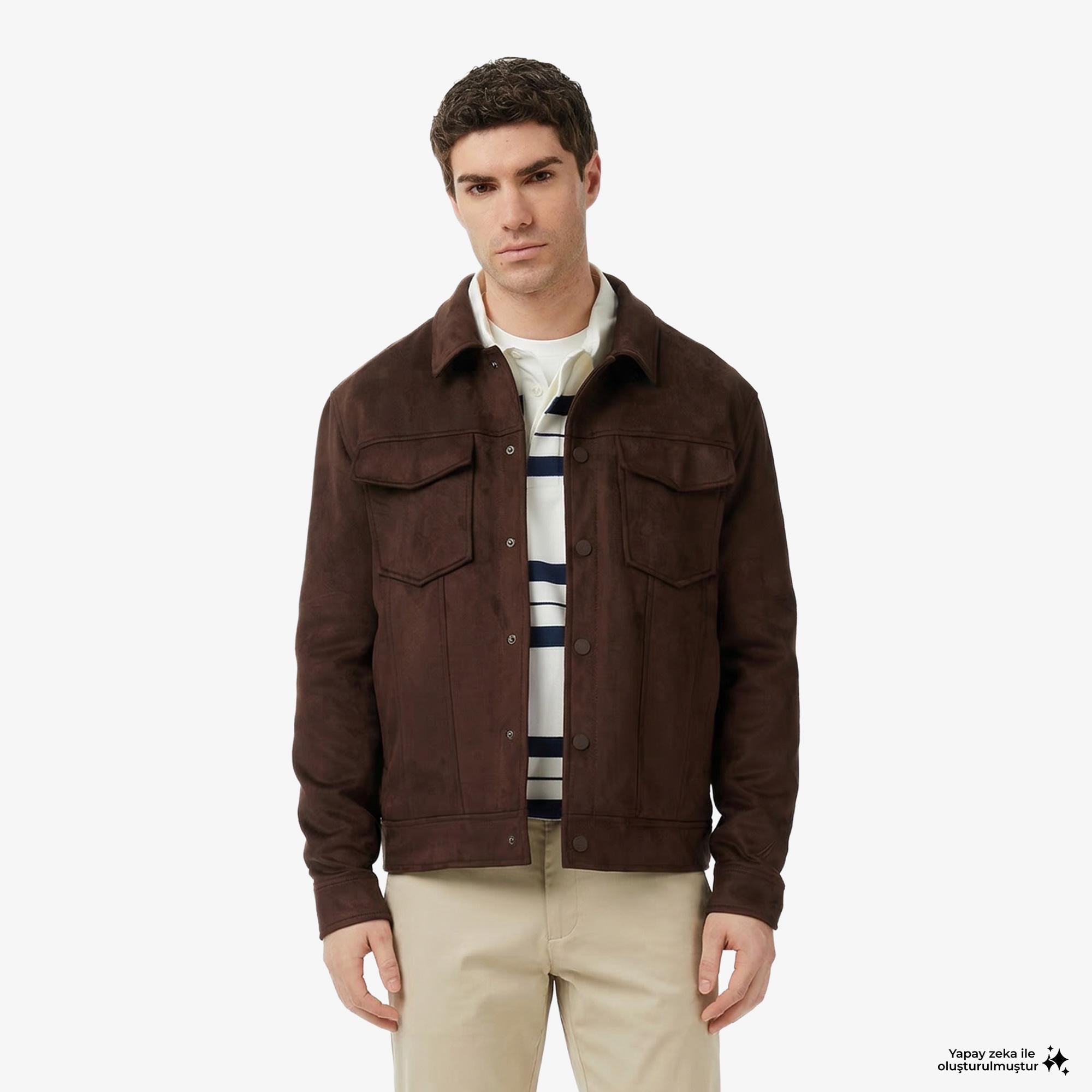 Nautica Erkek Kahverengi Regular Fit Süet Ceket