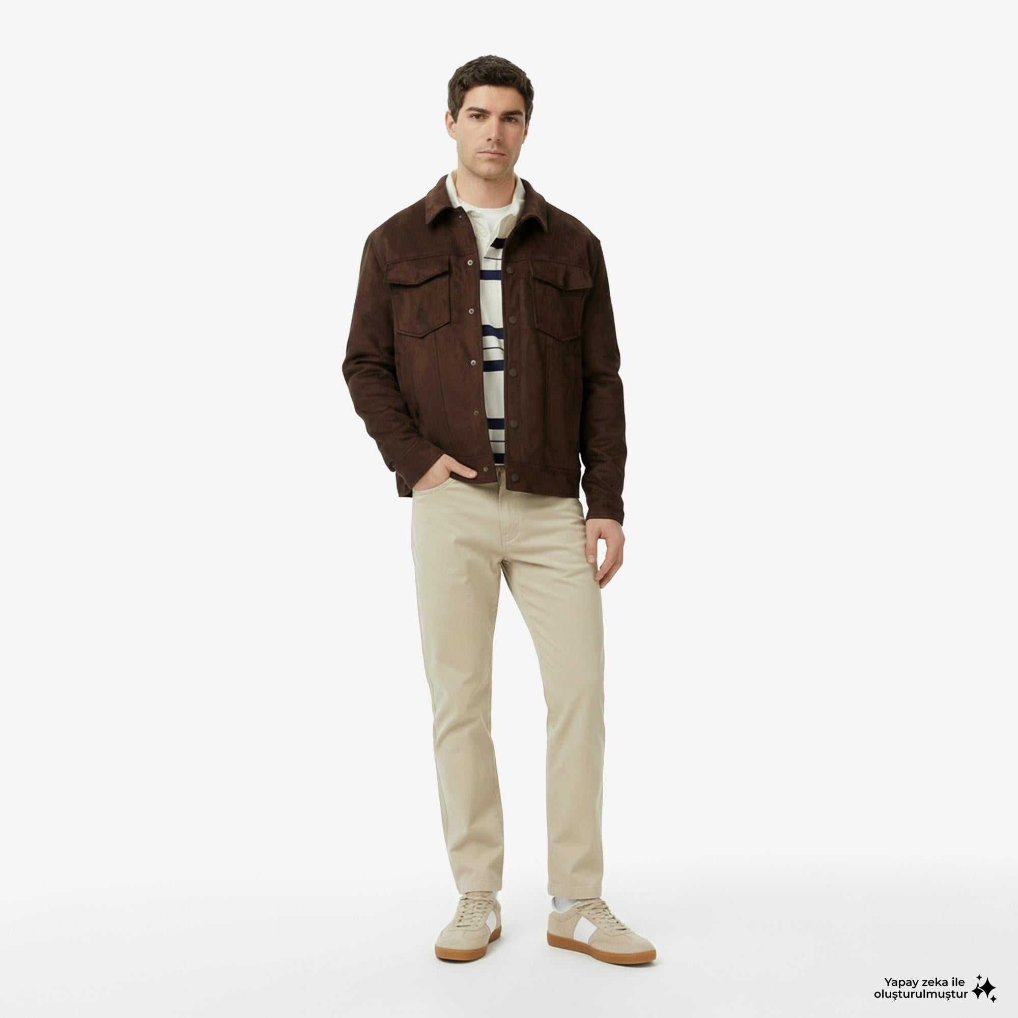 Nautica Erkek Kahverengi Regular Fit Süet Ceket