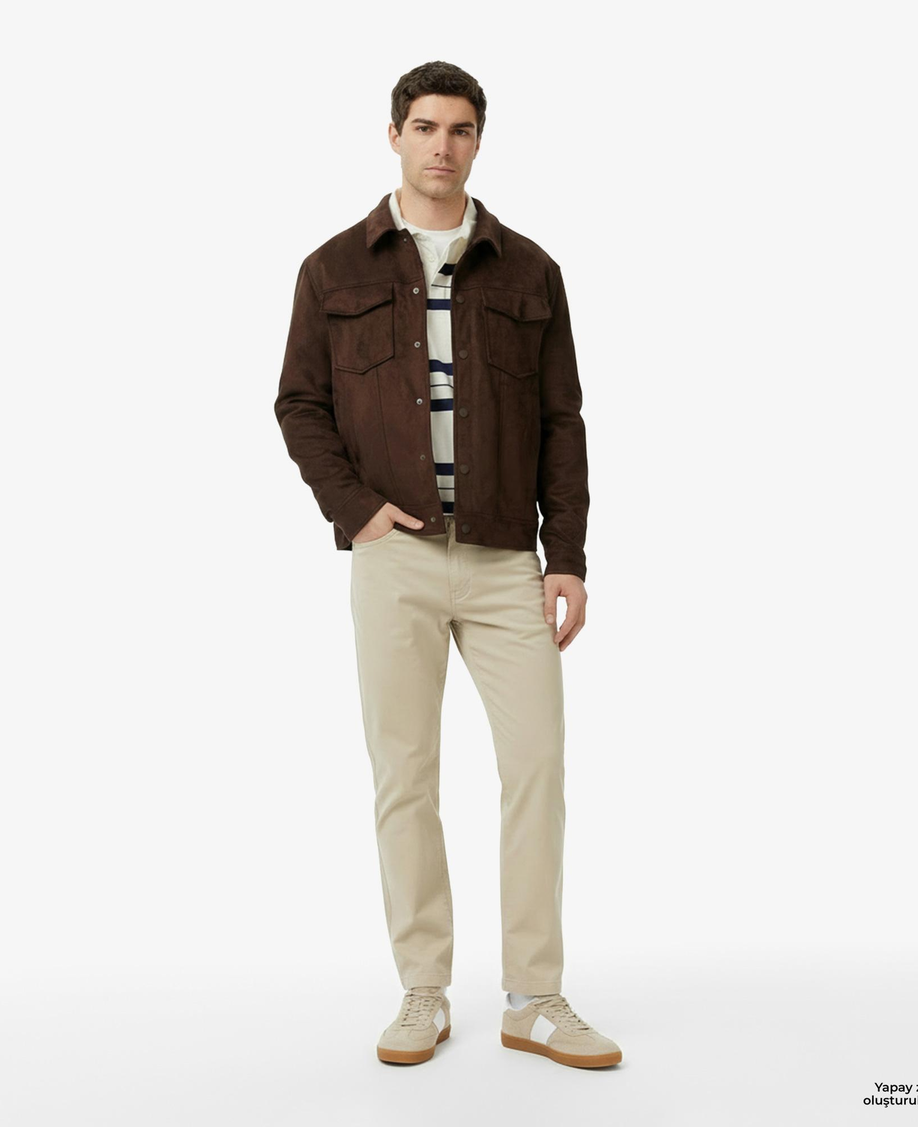 Nautica Erkek Kahverengi Regular Fit Süet Ceket