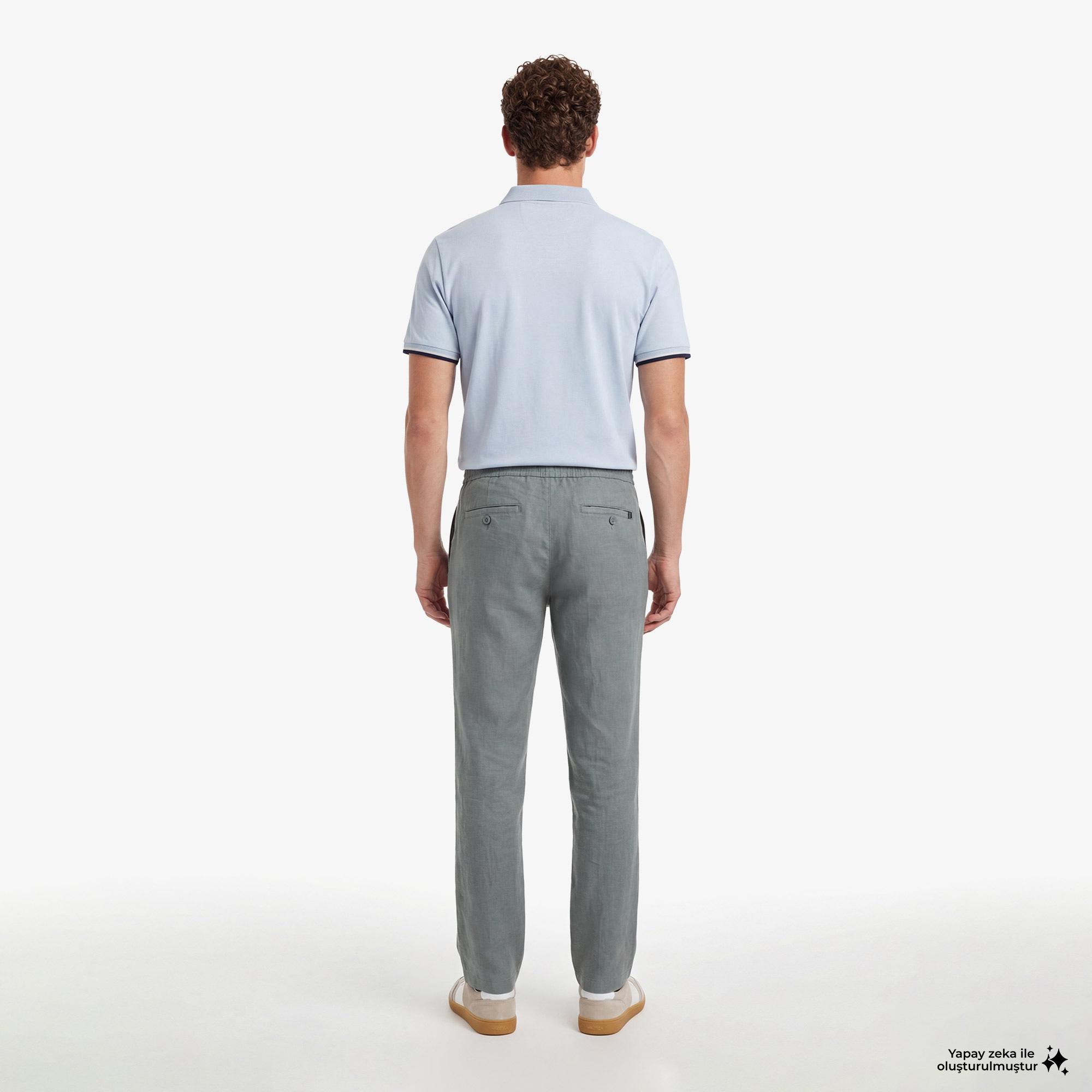 Nautica Erkek Yeşil Regular Fit Keten Pantolon