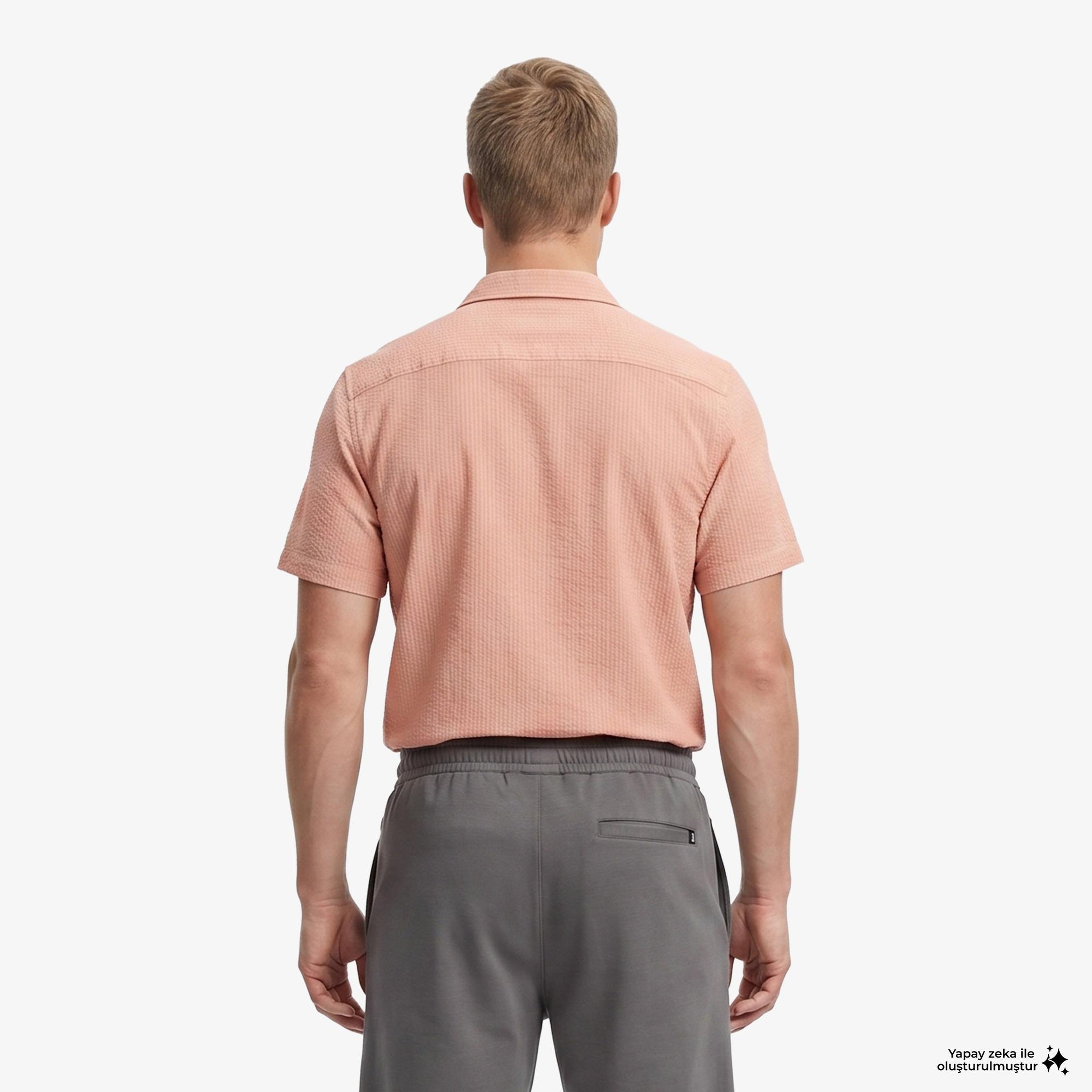 Nautica Erkek Turuncu Regular Fit Kısa Kollu Gömlek