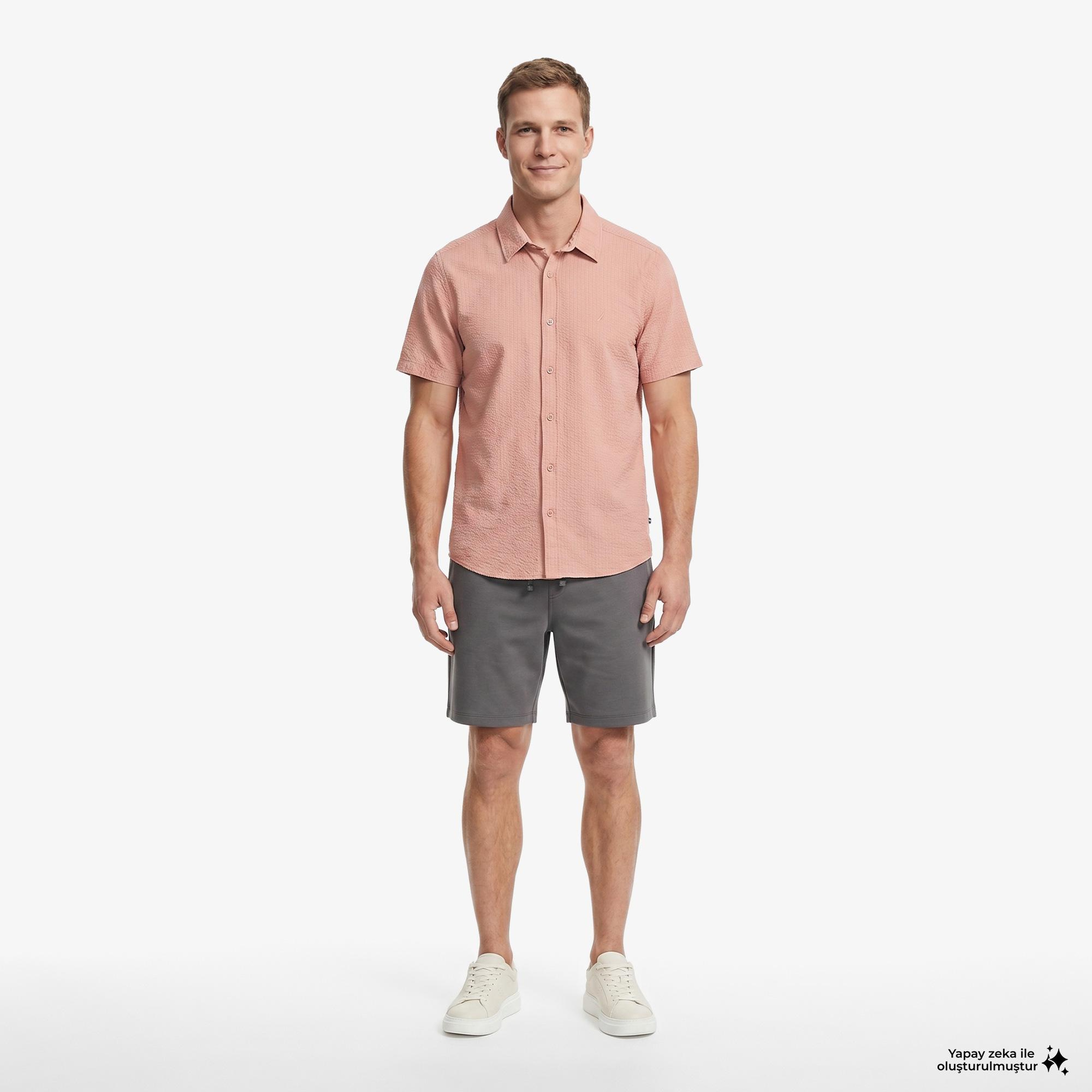 Nautica Erkek Turuncu Regular Fit Kısa Kollu Gömlek