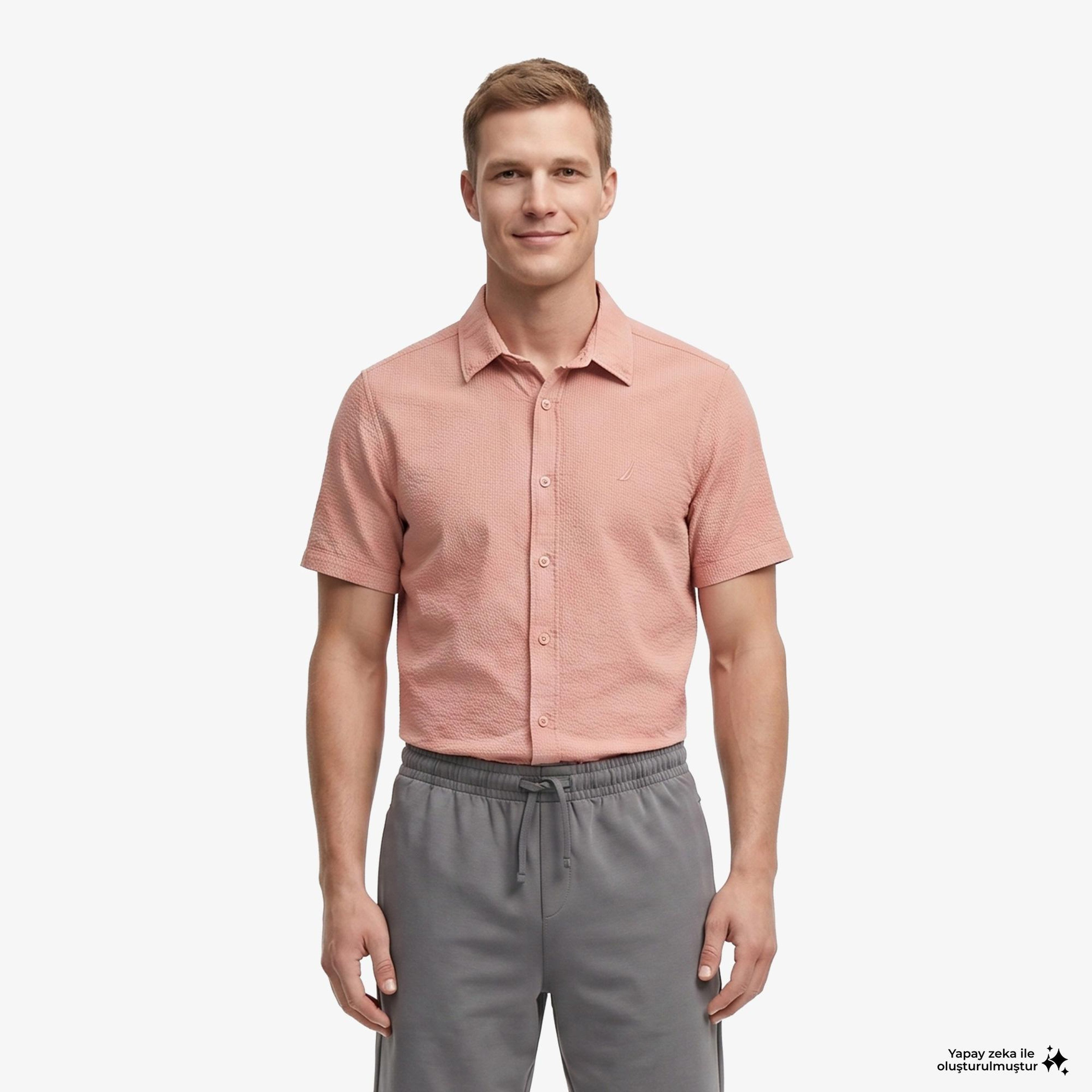 Nautica Erkek Turuncu Regular Fit Kısa Kollu Gömlek