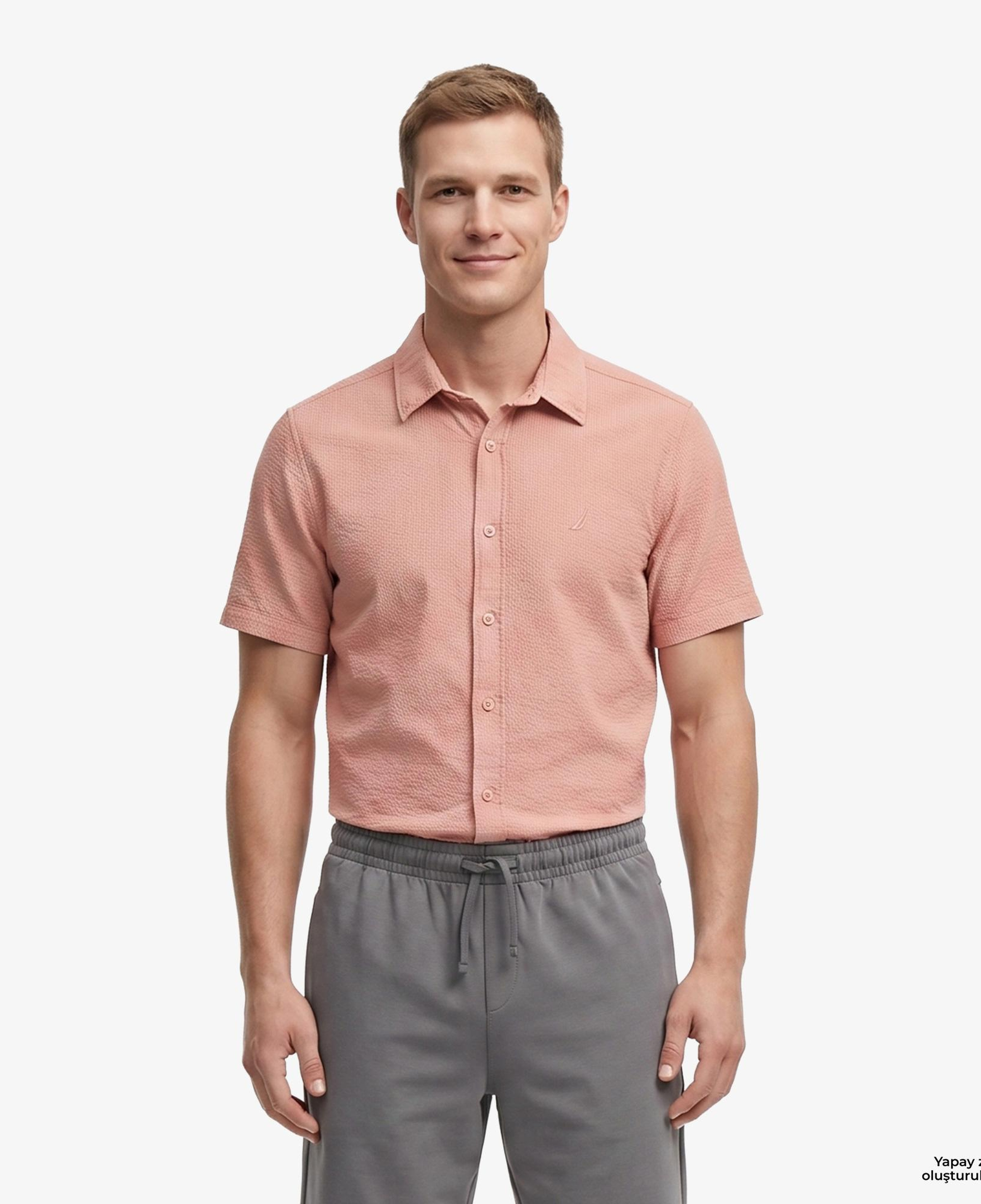 Nautica Erkek Turuncu Regular Fit Kısa Kollu Gömlek