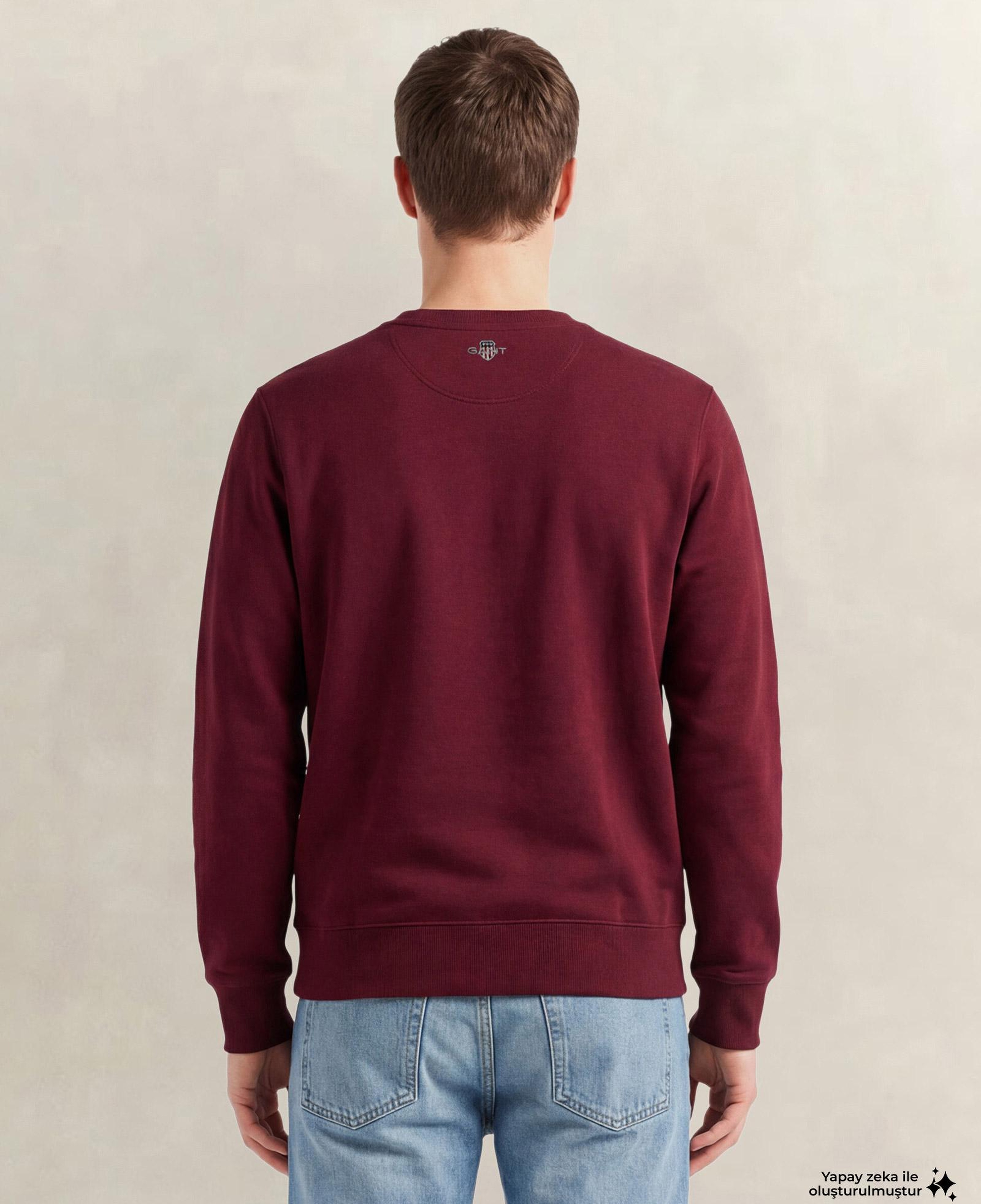 GANT Erkek Bordo Regular Fit Bisiklet Yaka Sweatshirt
