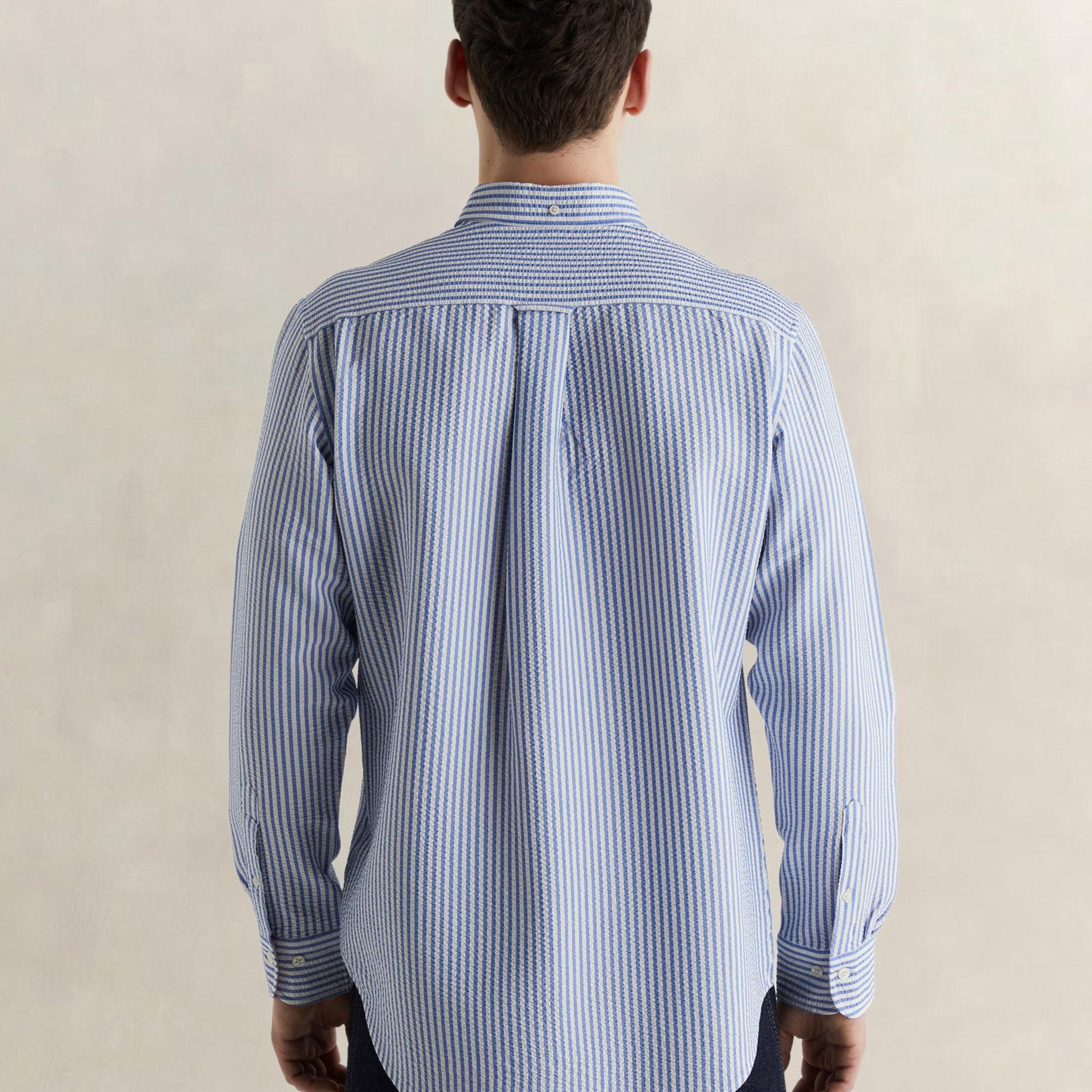 GANT Erkek Mavi Regular Fit Çizgili Logolu Gömlek