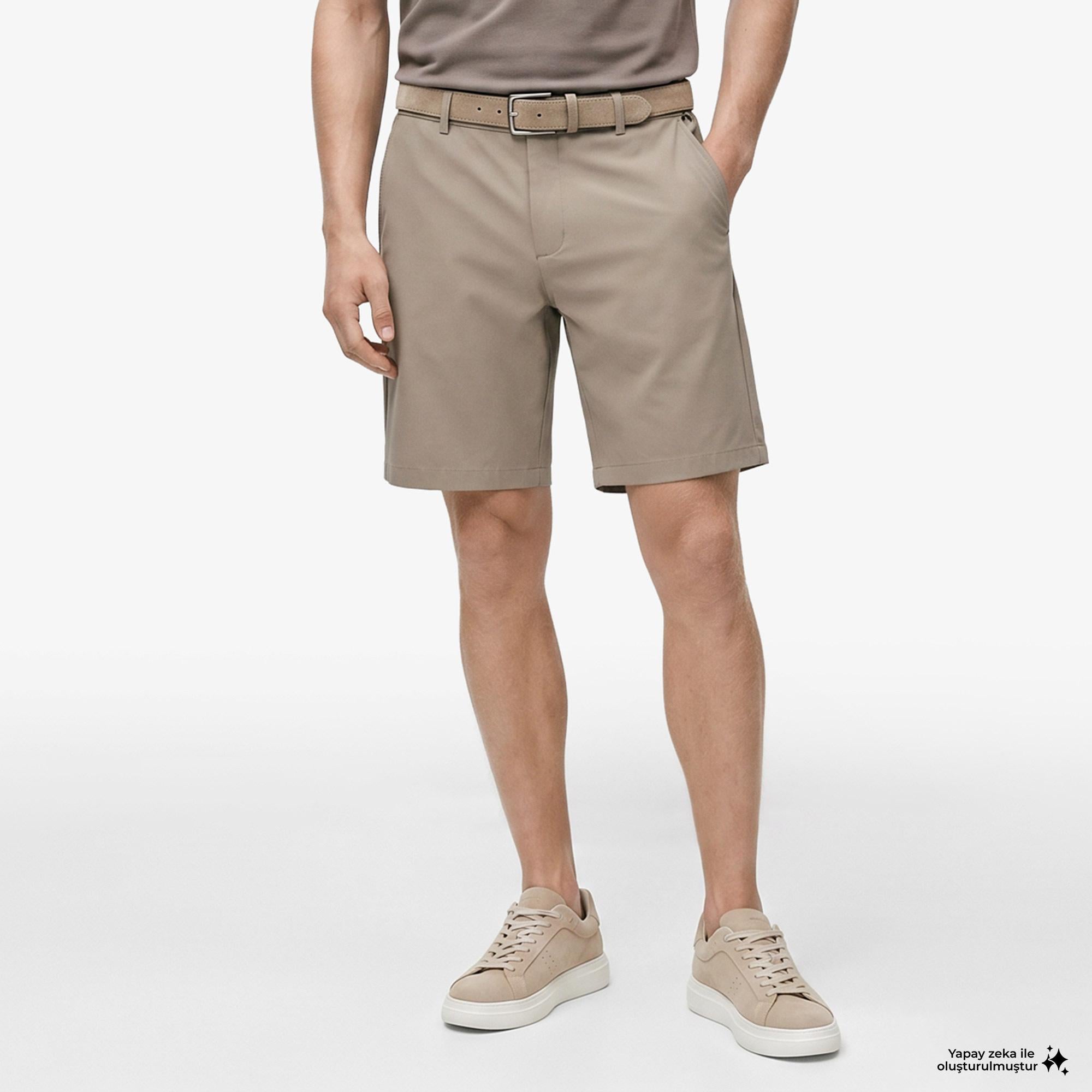 Nautica Erkek Bej Regular Fit Su İtici Şort