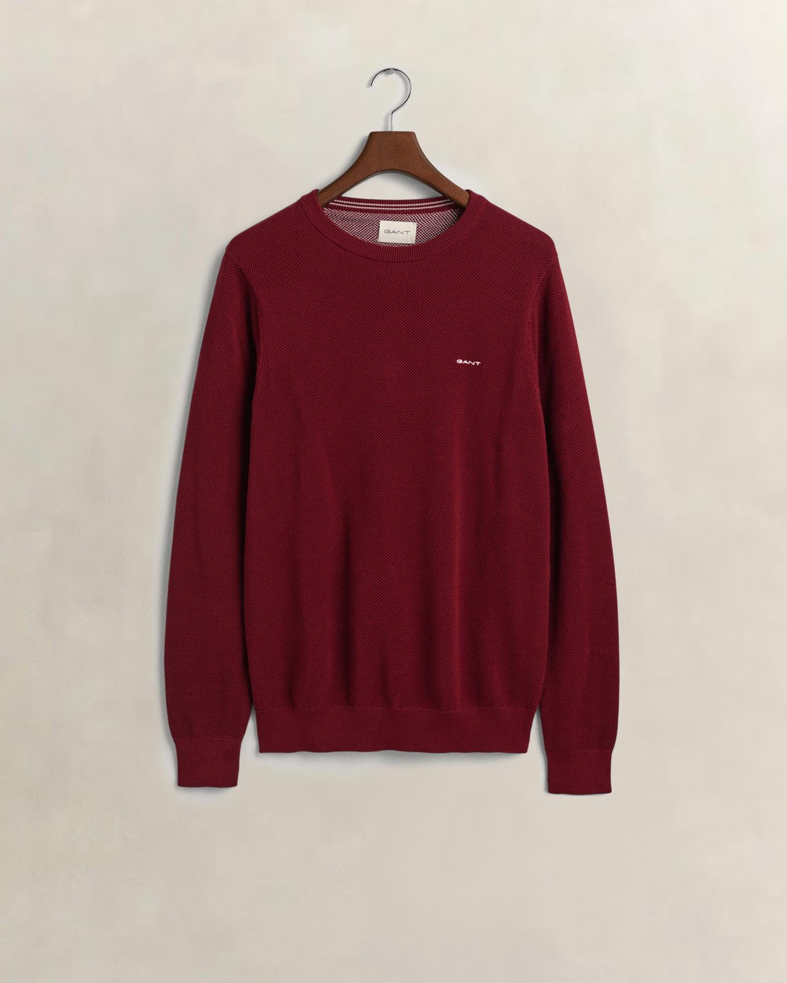 GANT Erkek Bordo Regular Fit Bisiklet Yaka Kazak