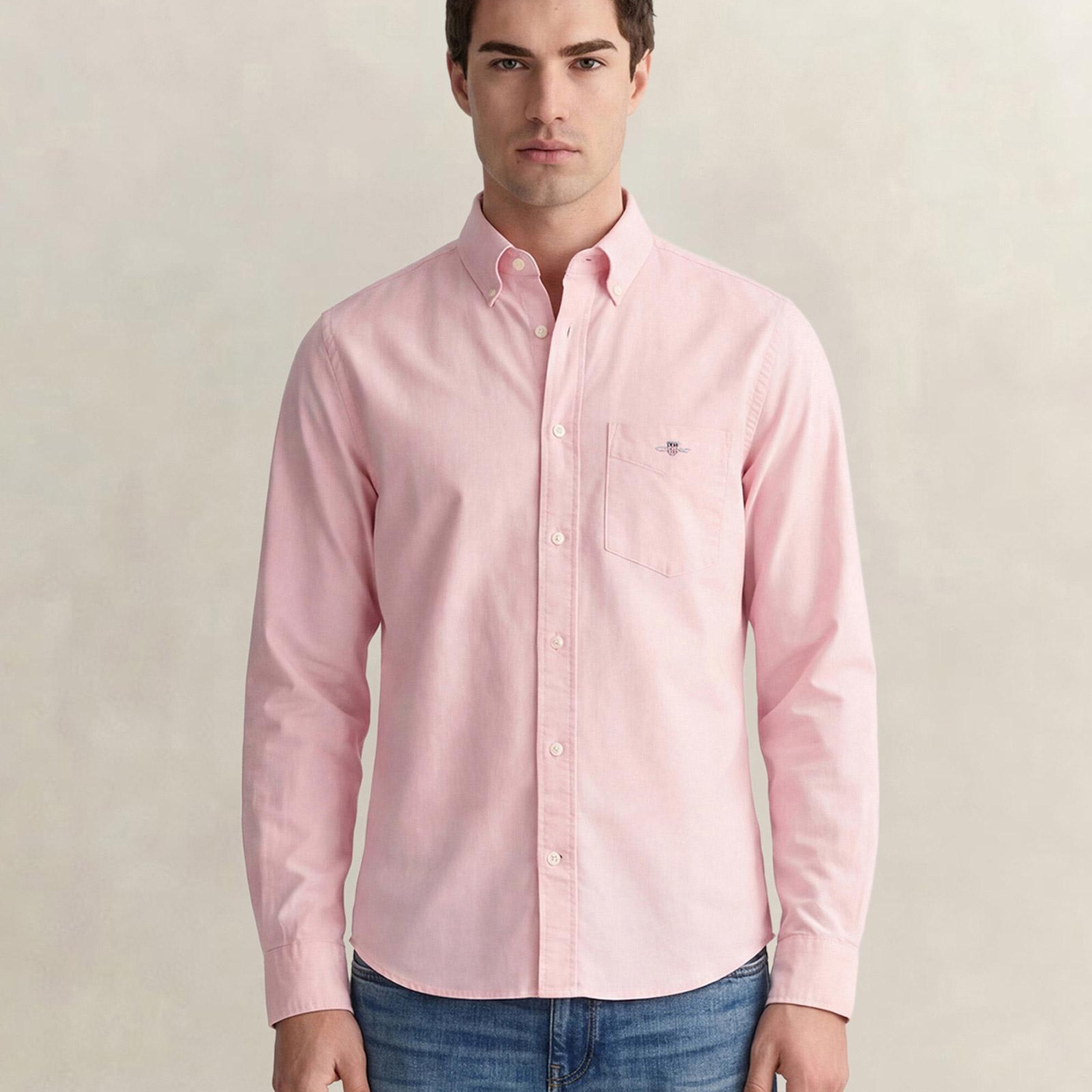 GANT Erkek Pembe Regular Fit Logolu Gömlek