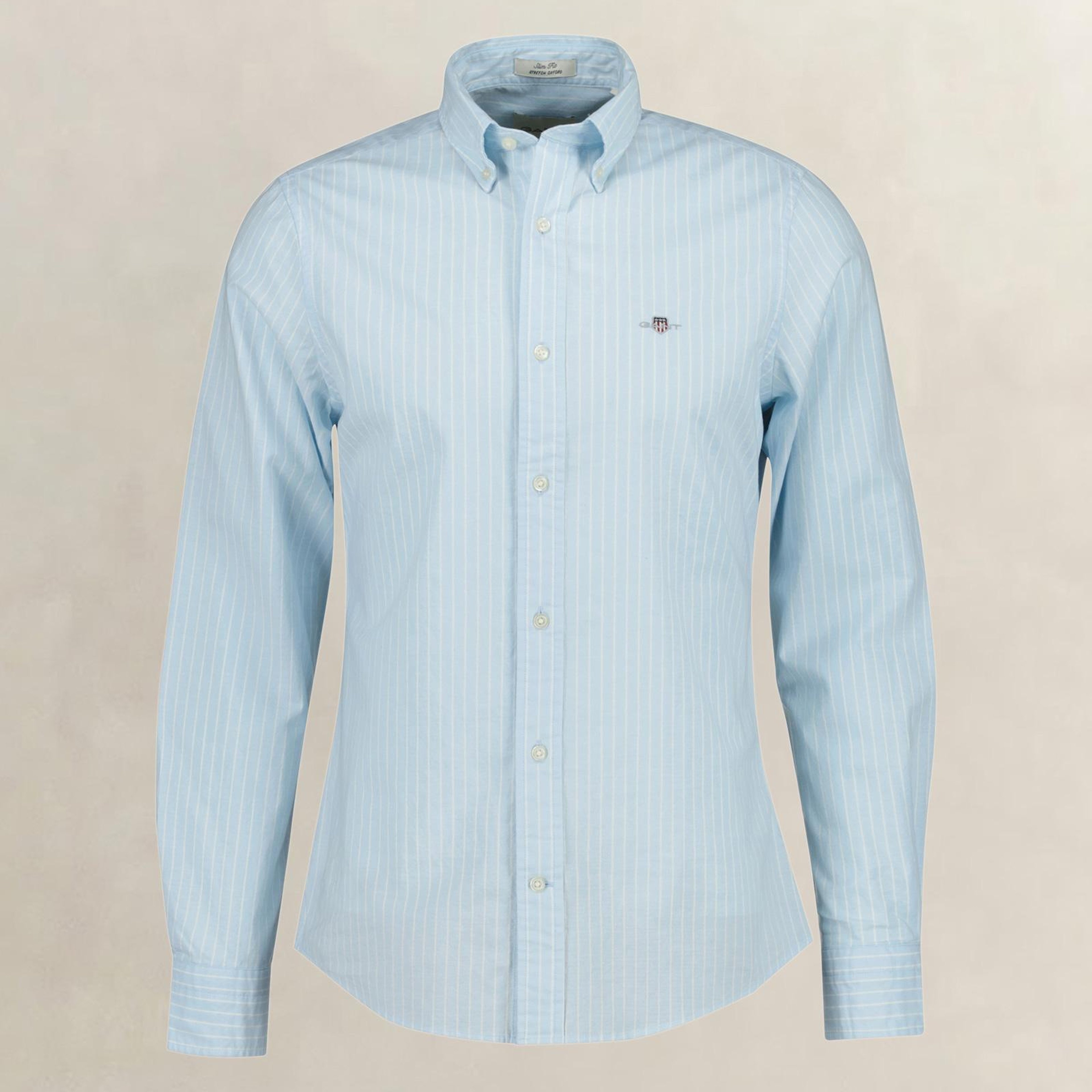GANT Erkek Mavi Slim Fit Çizgili Logolu Gömlek