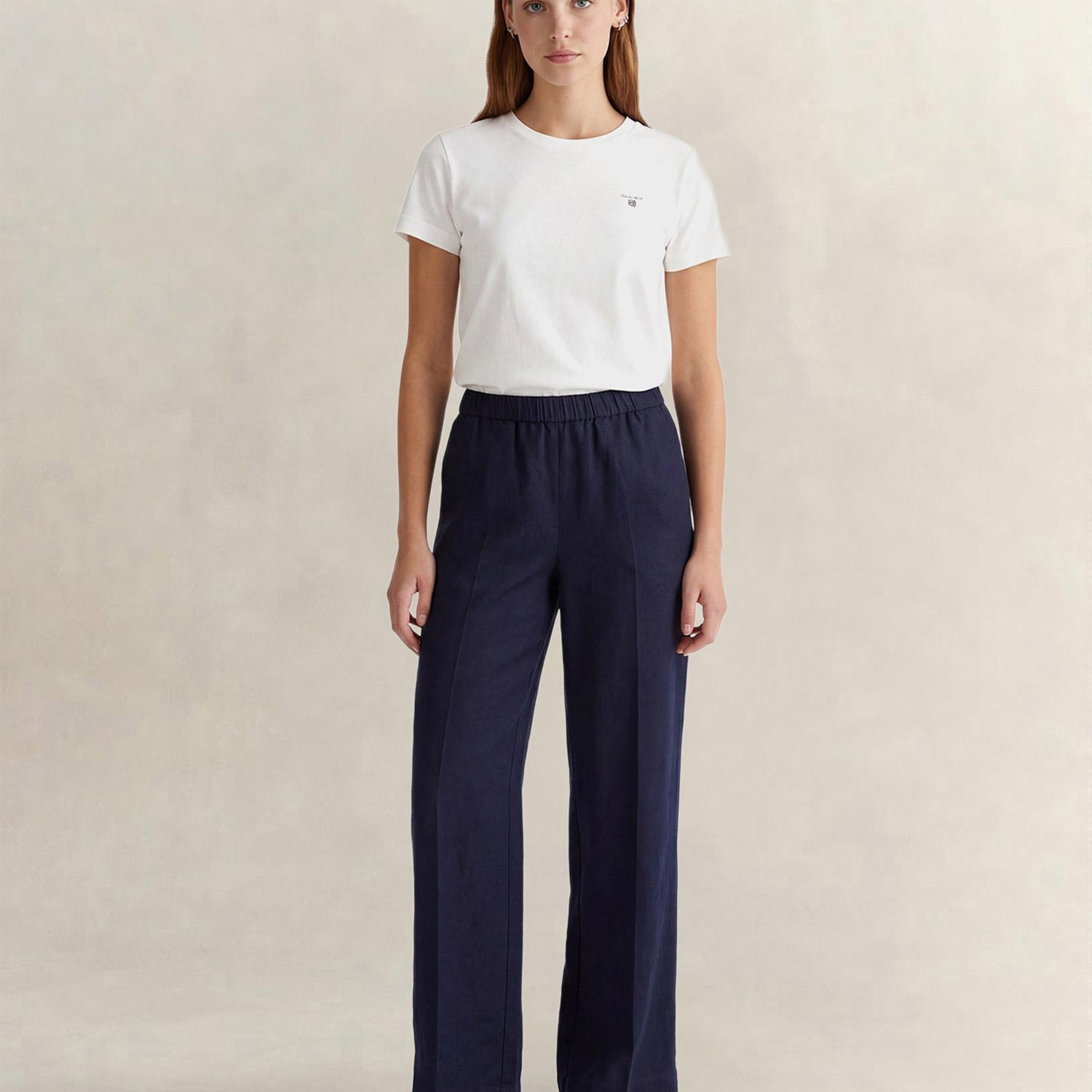 GANT Kadın Lacivert Relaxed Fit Pantolon