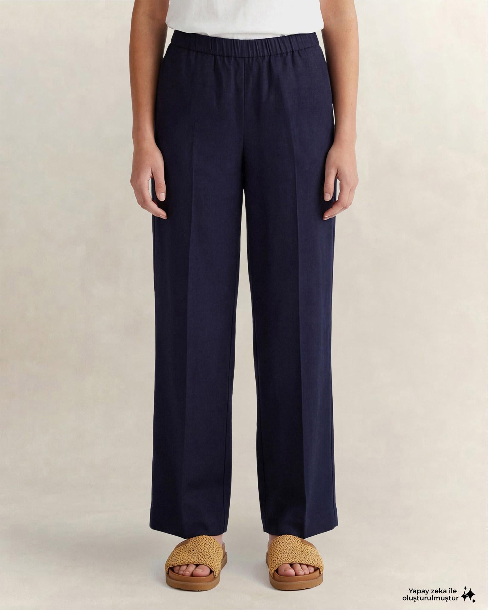 GANT Kadın Lacivert Relaxed Fit Pantolon