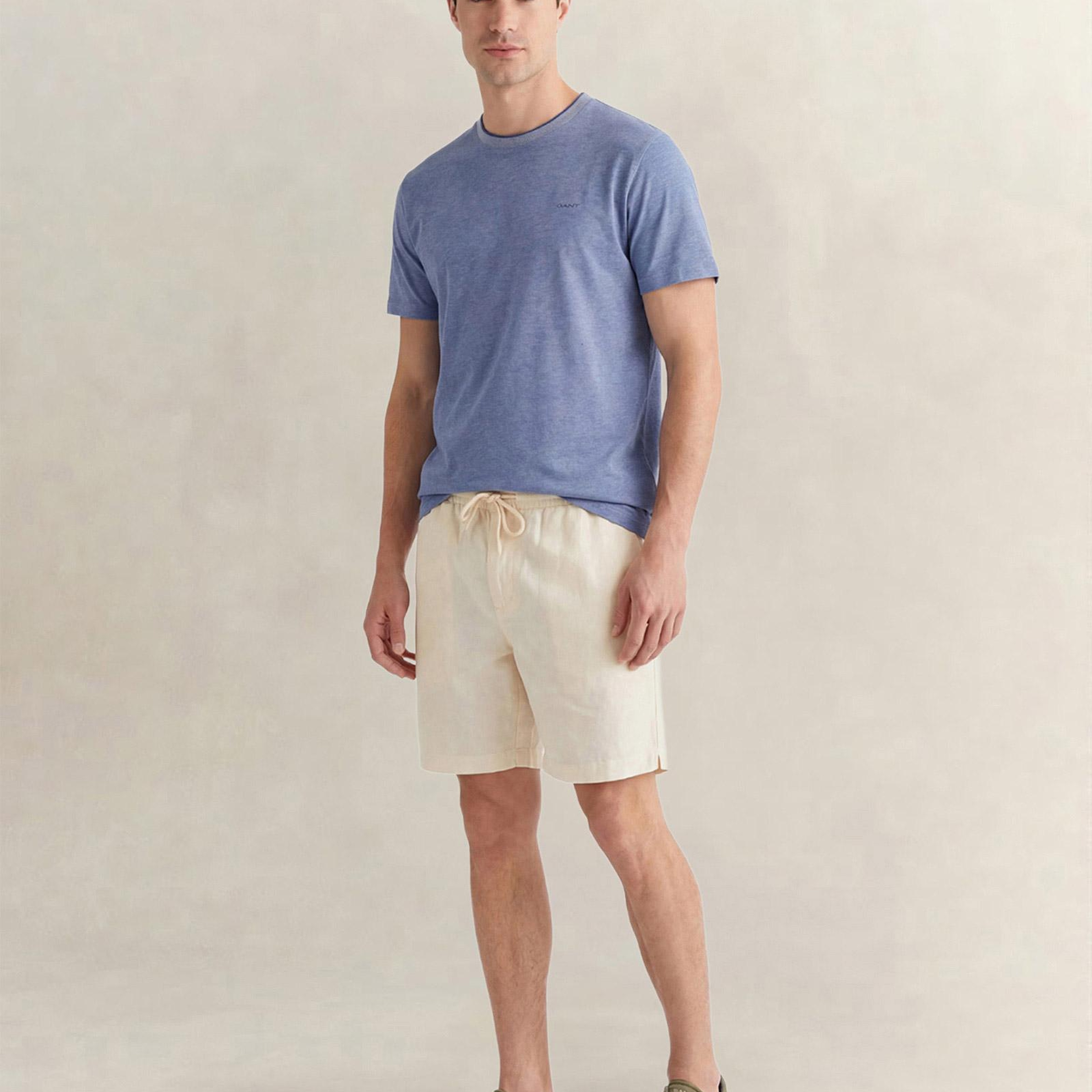 GANT Erkek Mavi Bisiklet Yaka Regular Fit T-Shirt