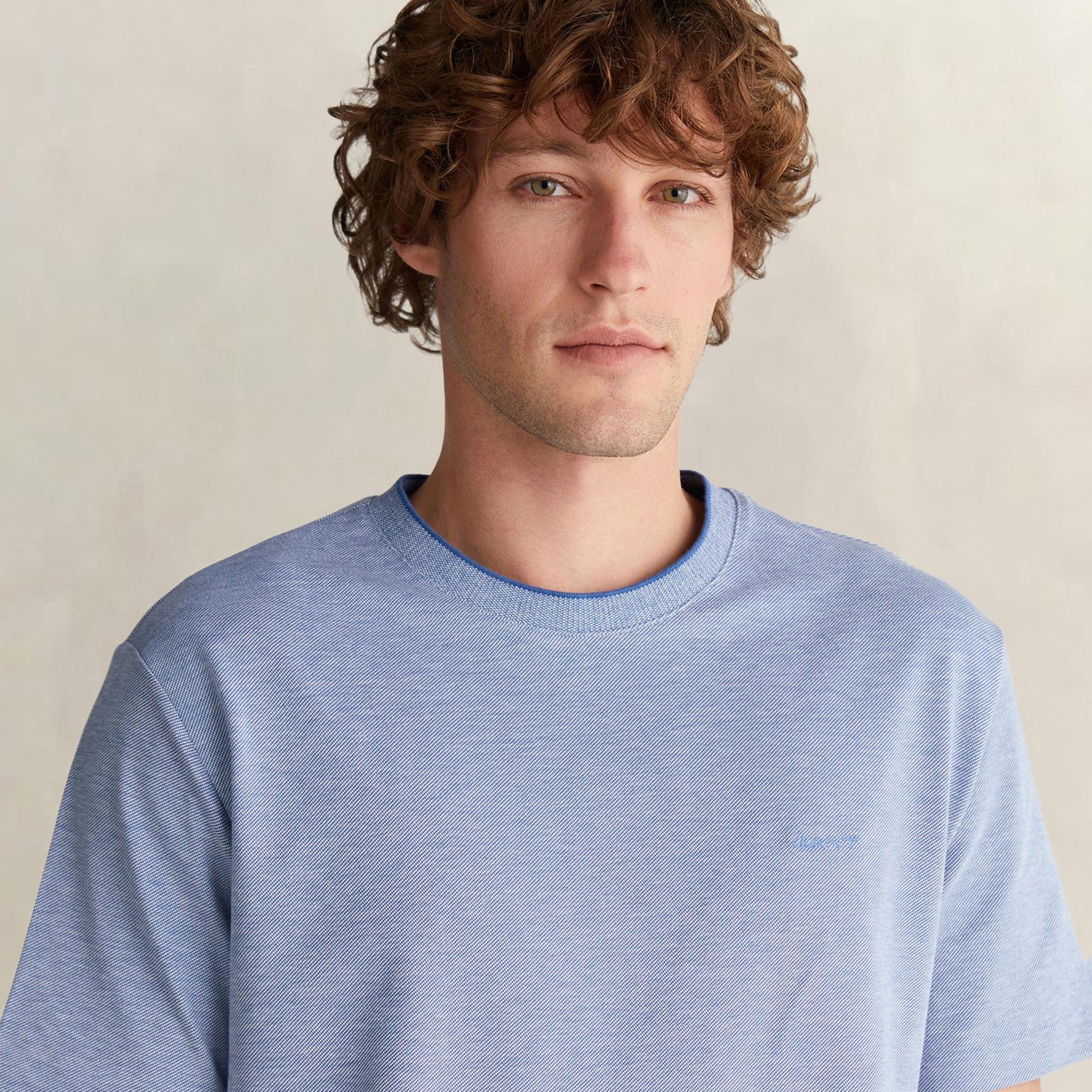 GANT Erkek Mavi Bisiklet Yaka Regular Fit T-Shirt