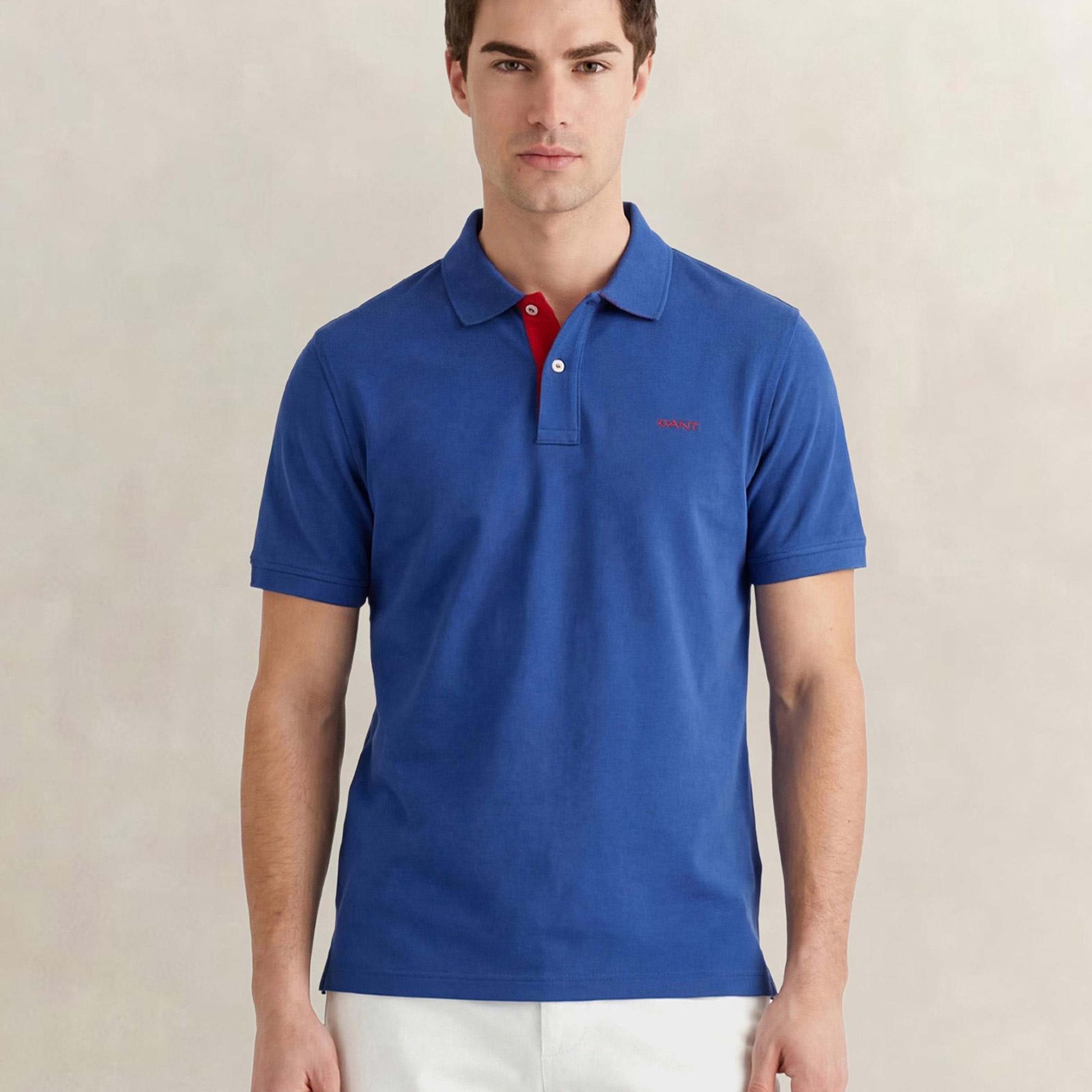 GANT Erkek Mavi Regular Fit Polo Yaka T-Shirt