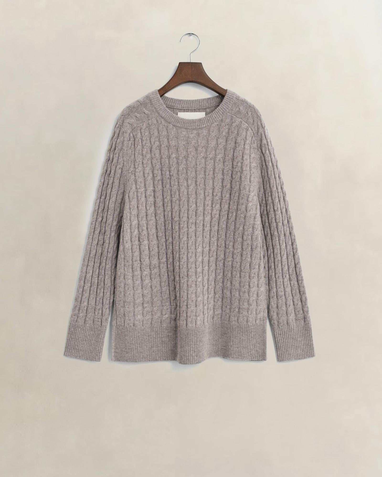 GANT Kadın Bej Relaxed Fit Bisiklet Yaka Triko