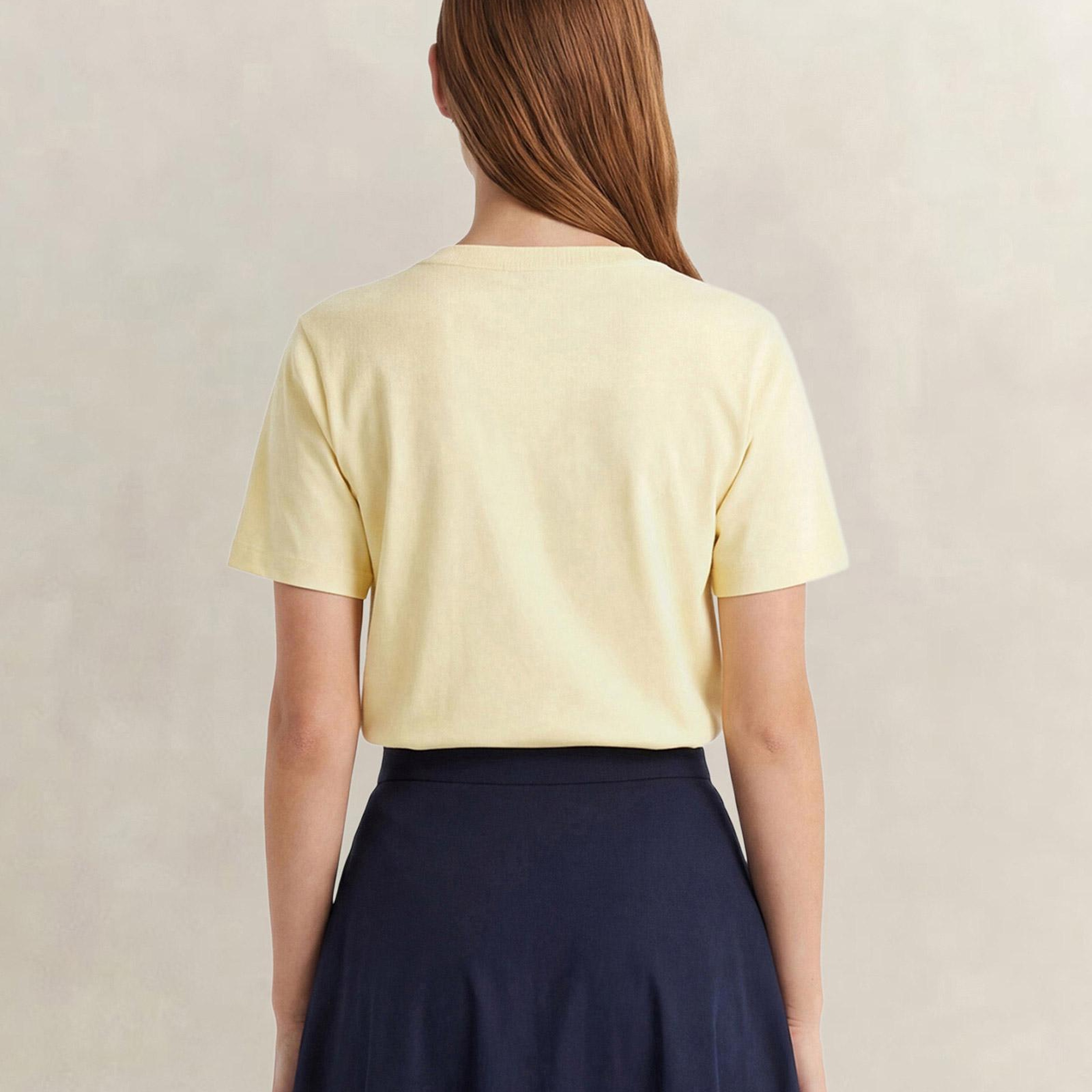 GANT Kadın Sarı Bisiklet Yaka Regular Fit T-Shirt