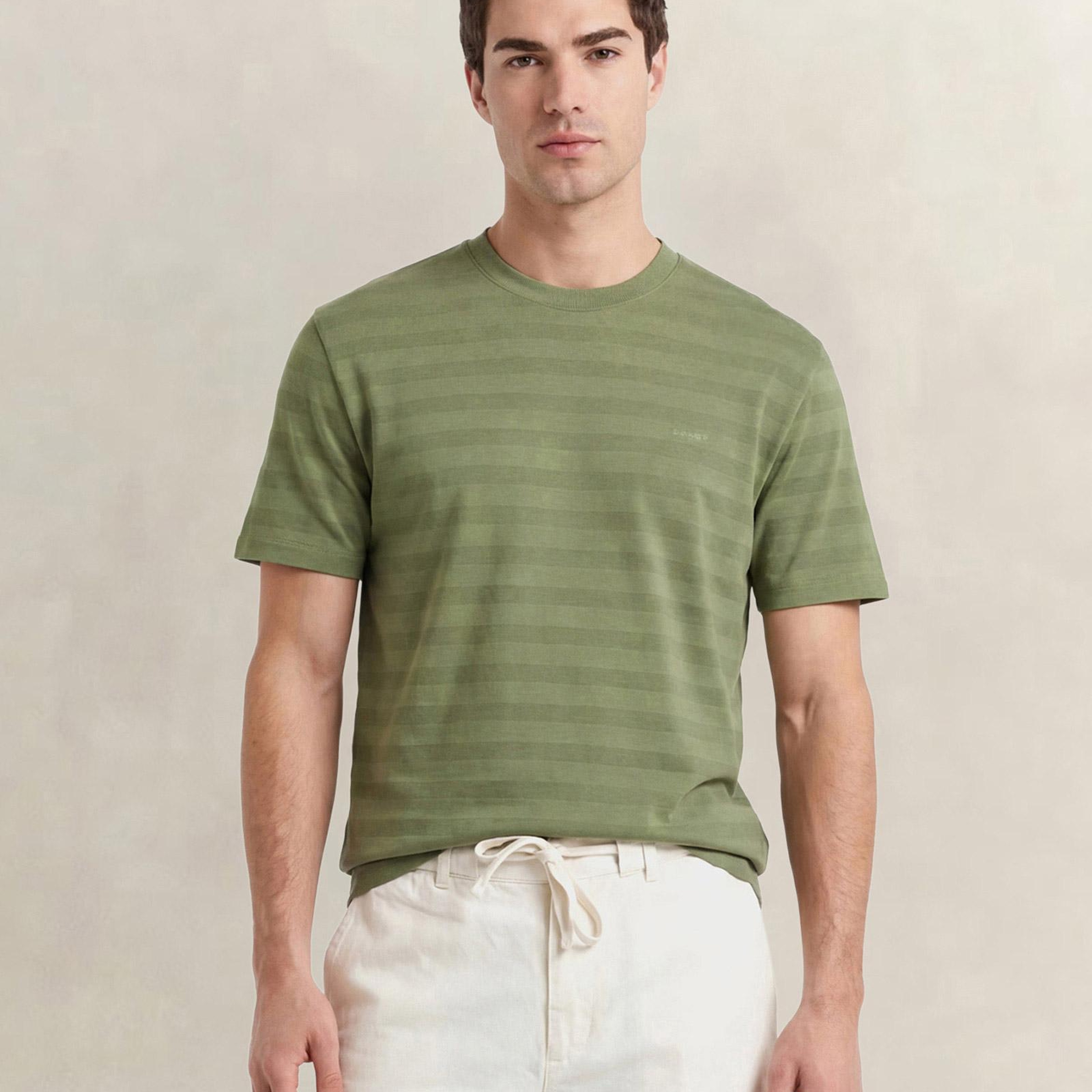 GANT Erkek Yeşil Bisiklet Yaka Regular Fit T-Shirt