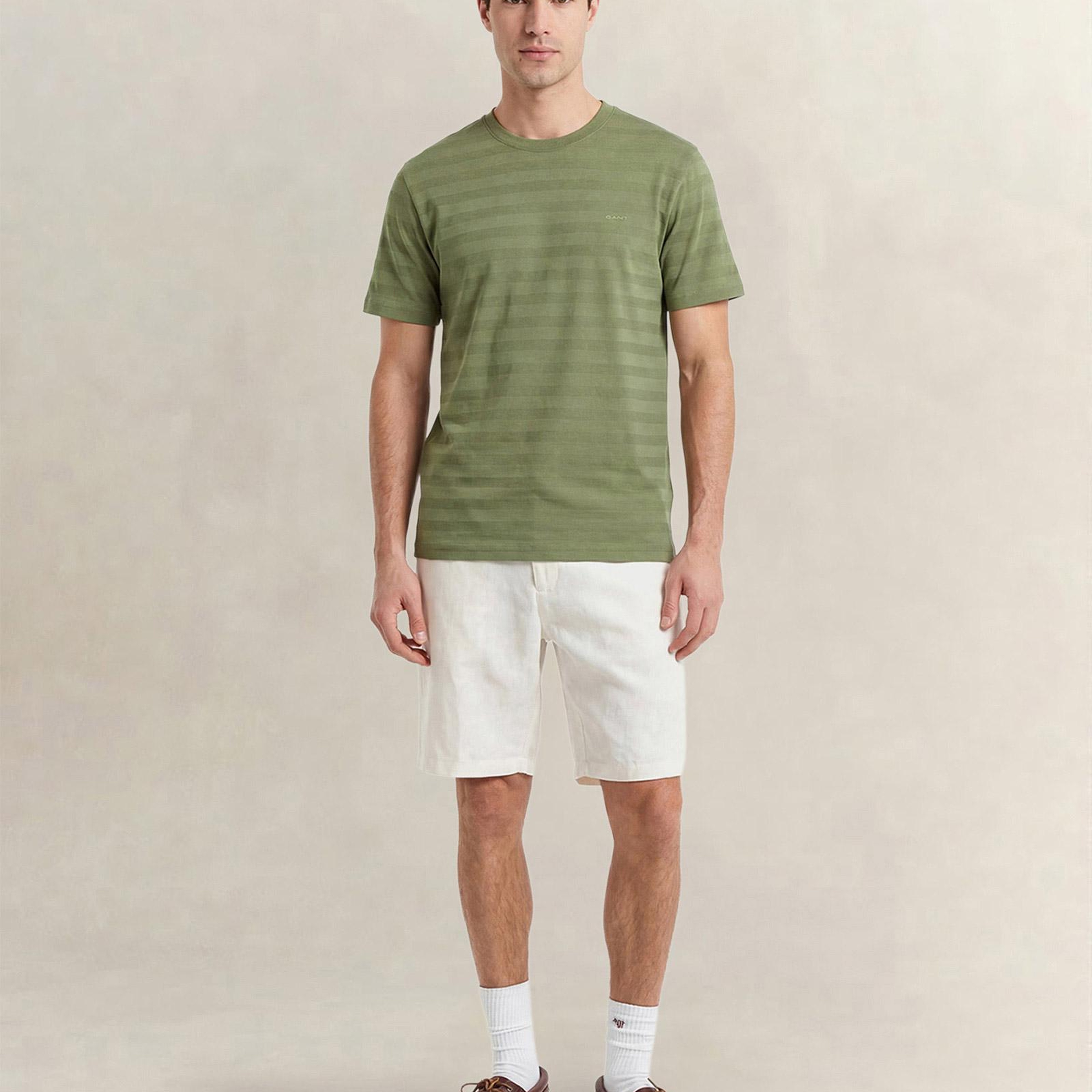 GANT Erkek Yeşil Bisiklet Yaka Regular Fit T-Shirt
