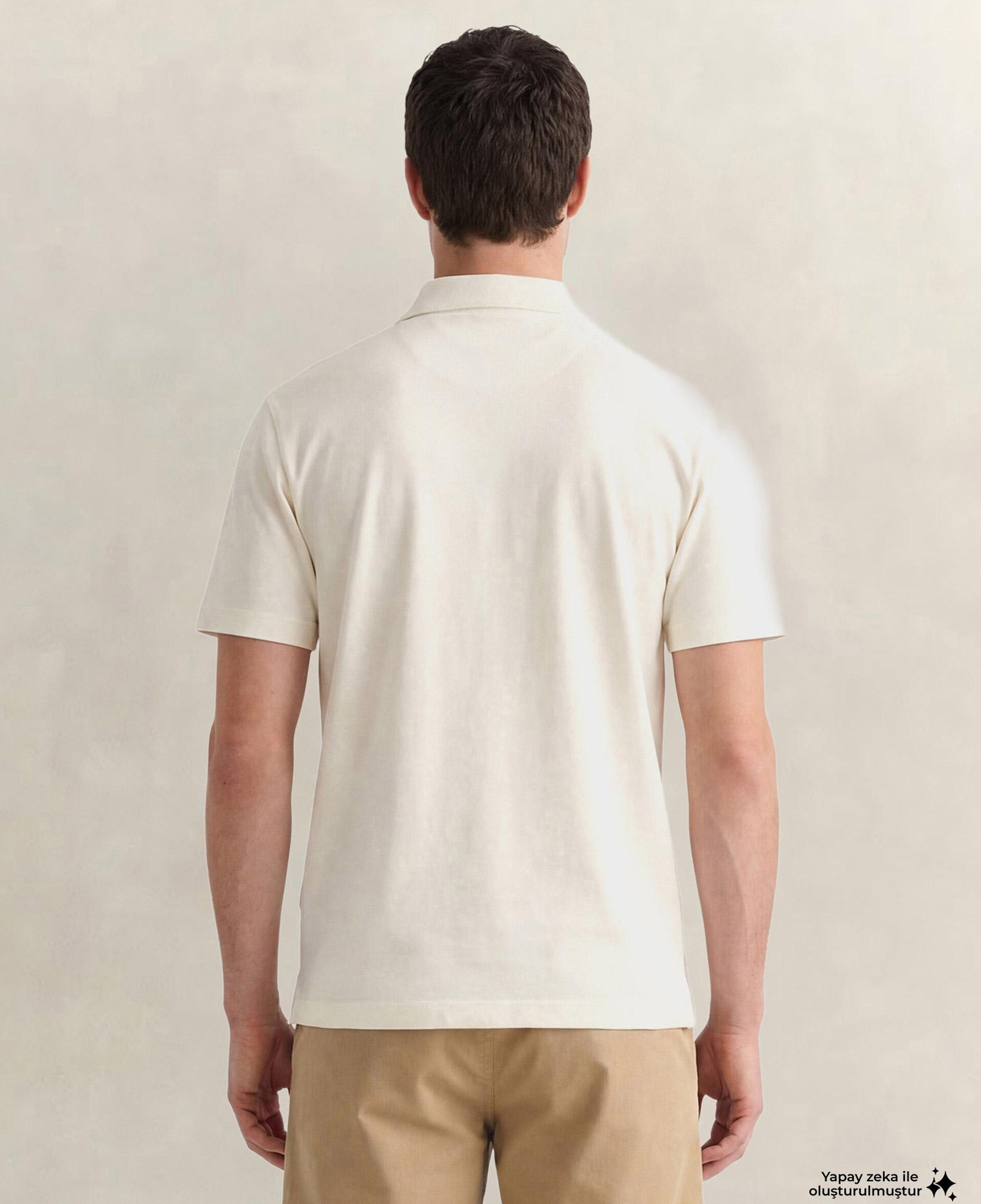 GANT Erkek Krem Regular Fit Polo Yaka T-Shirt