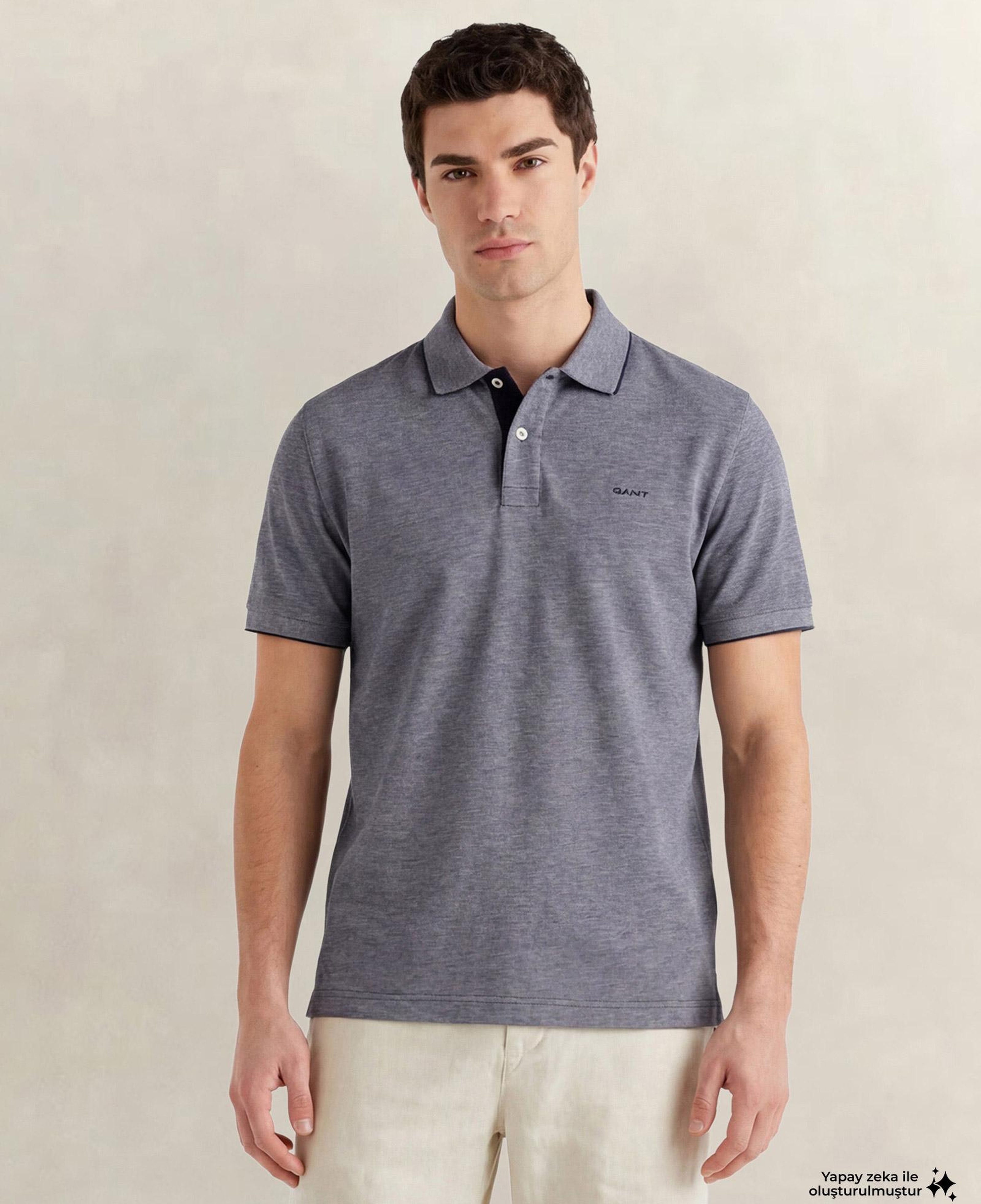 GANT Erkek Lacivert Regular Fit Polo Yaka T-Shirt