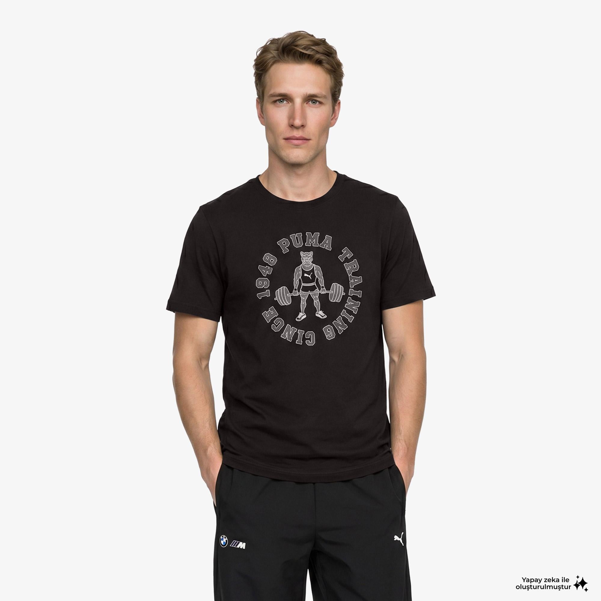 Puma Graphic 2 Erkek Siyah Antrenman T-Shirt