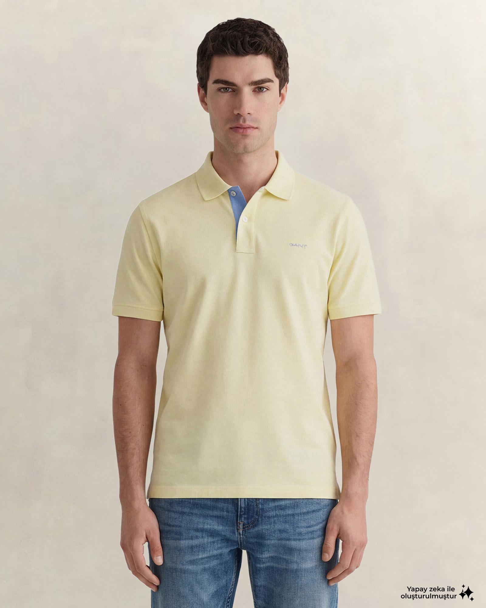 GANT Erkek Sarı Regular Fit Polo Yaka T-Shirt