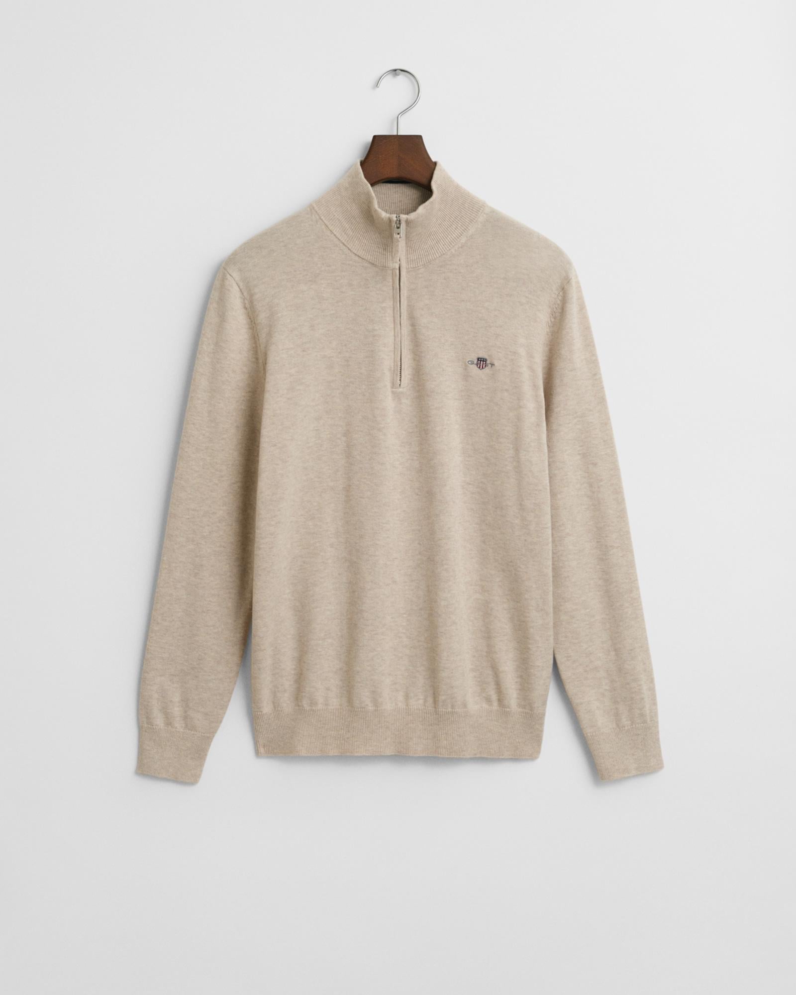 GANT Erkek Bej Regular Fit Yarım Fermuarlı Kazak