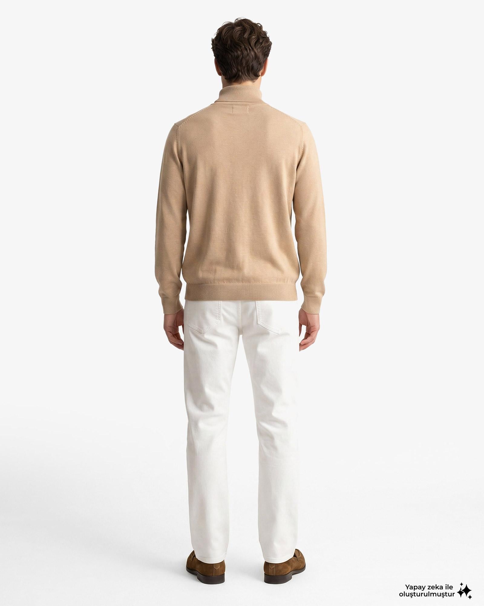 GANT Erkek Bej Regular Fit Yarım Fermuarlı Kazak