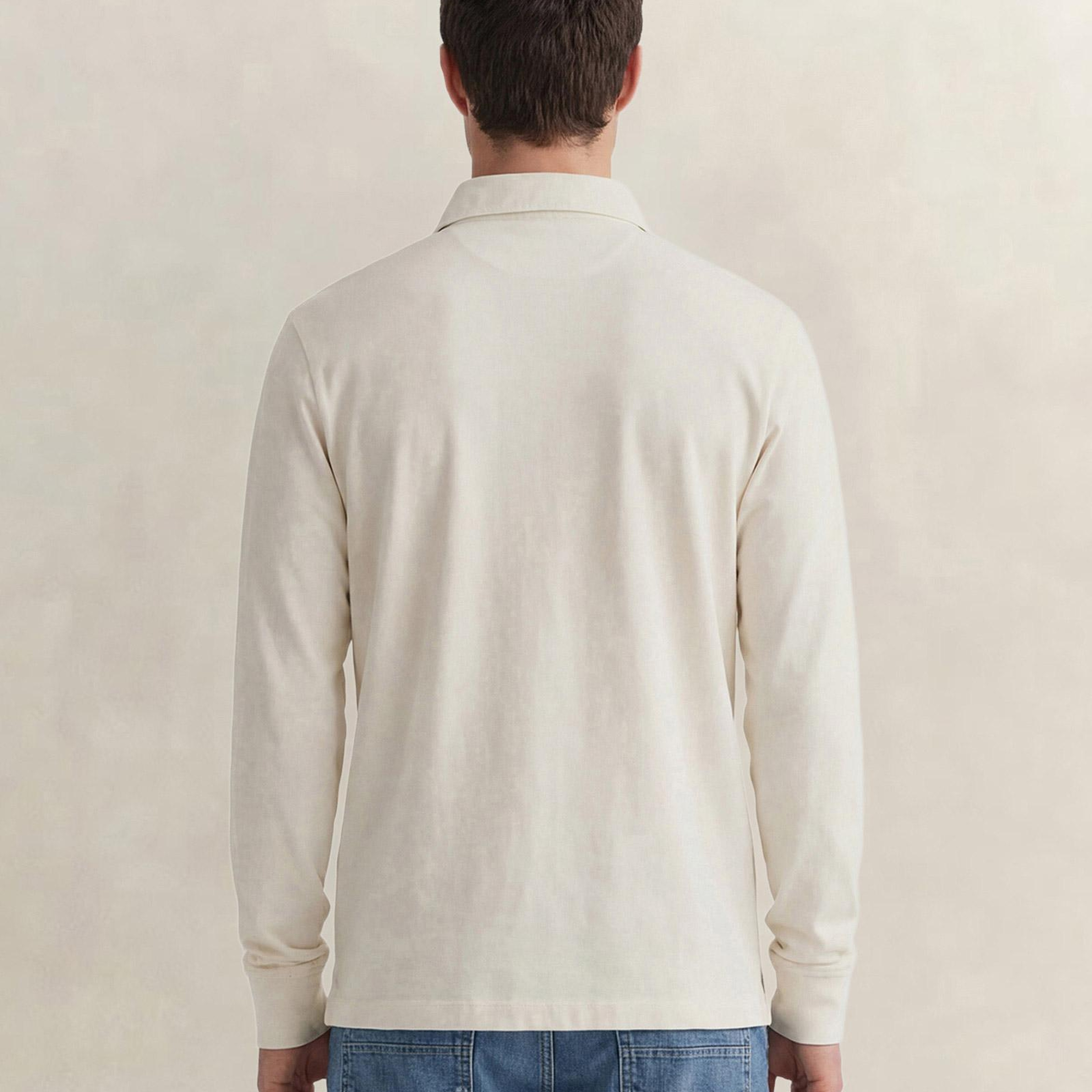 GANT Erkek Krem Regular Fit Logolu Polo Yaka Rugby T-Shirt
