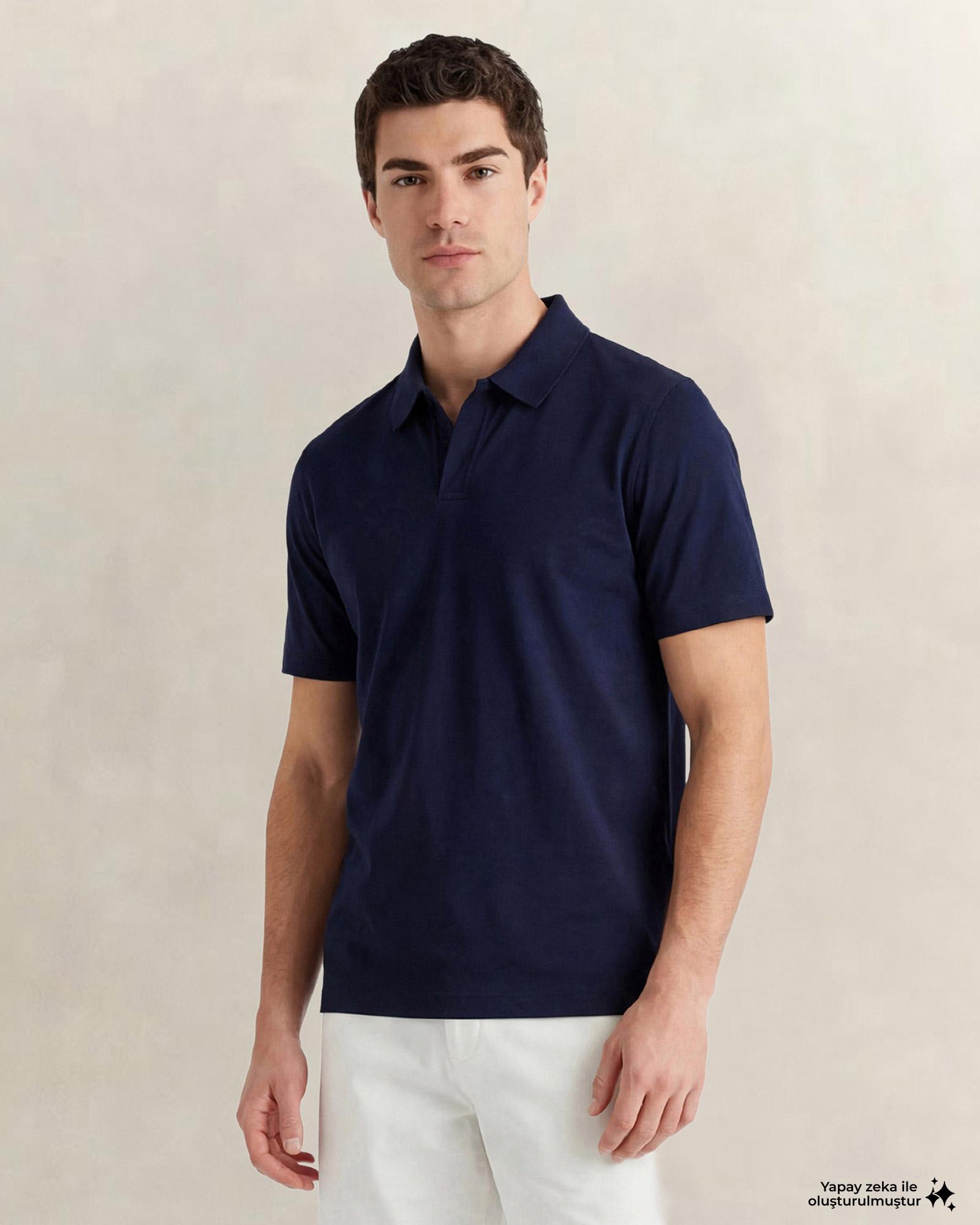 GANT Erkek Lacivert Regular Fit Polo Yaka T-Shirt