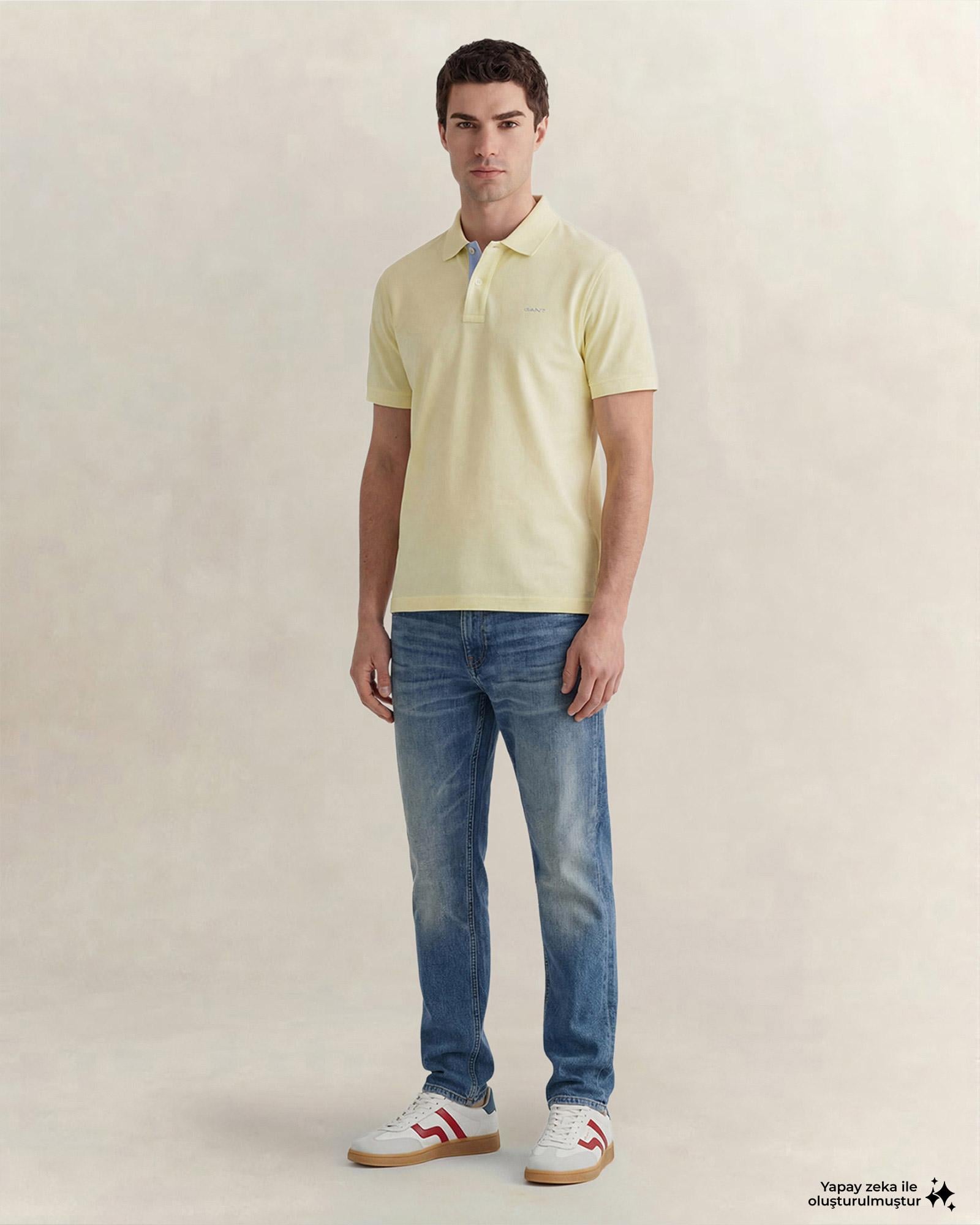 GANT Erkek Sarı Regular Fit Polo Yaka T-Shirt
