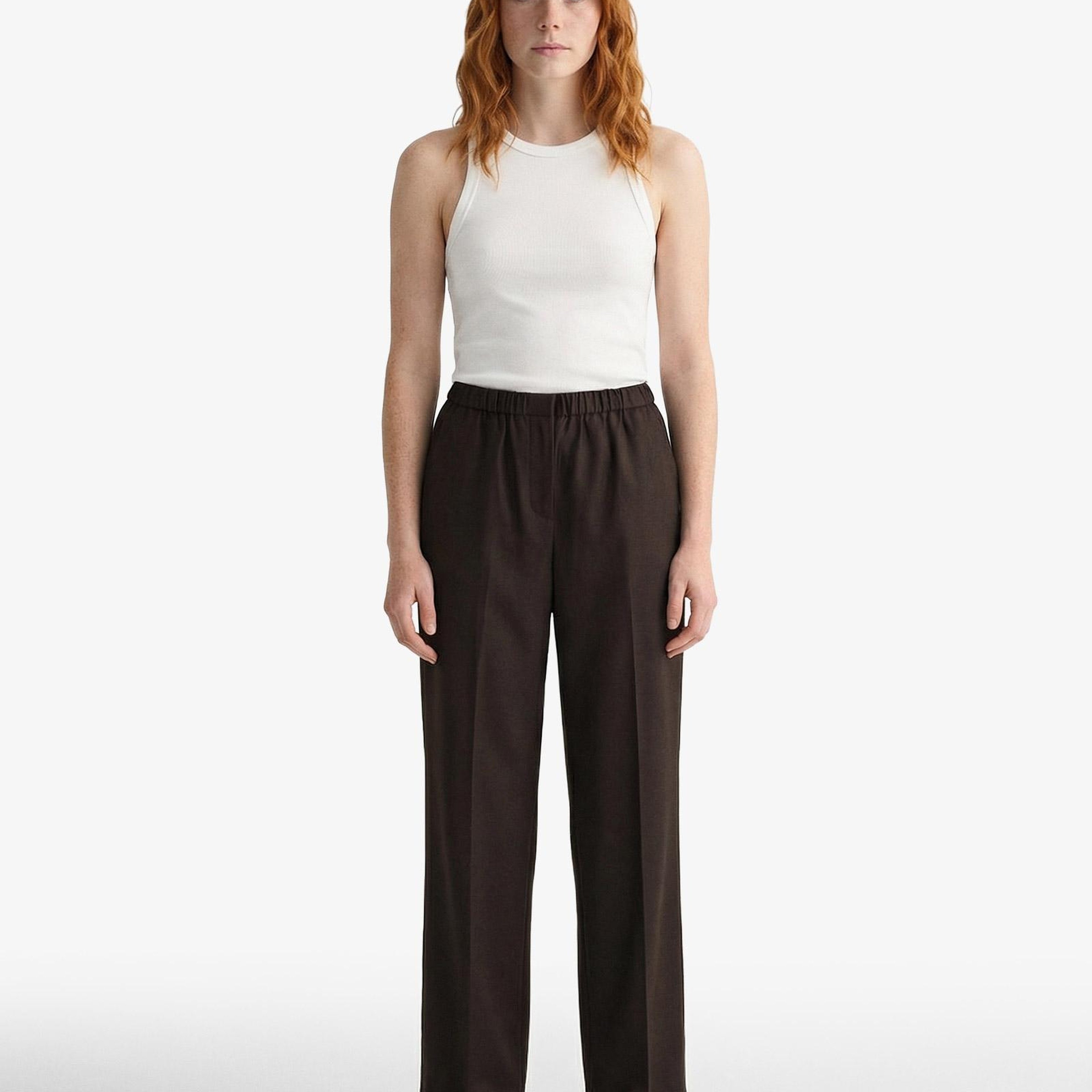 GANT Kadın Kahverengi Relaxed Fit Yün Pantolon