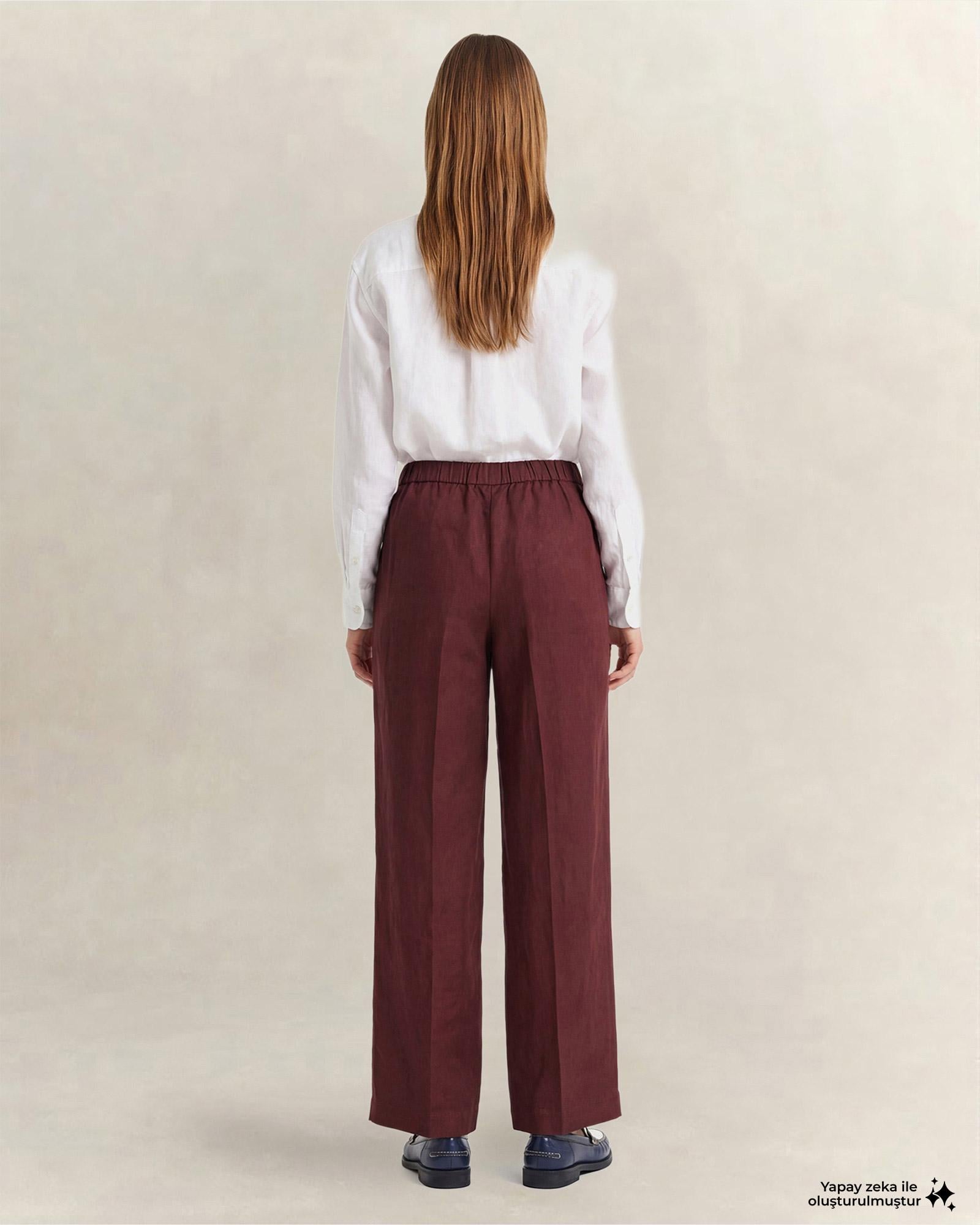 GANT Kadın Kahverengi Relaxed Fit Pantolon