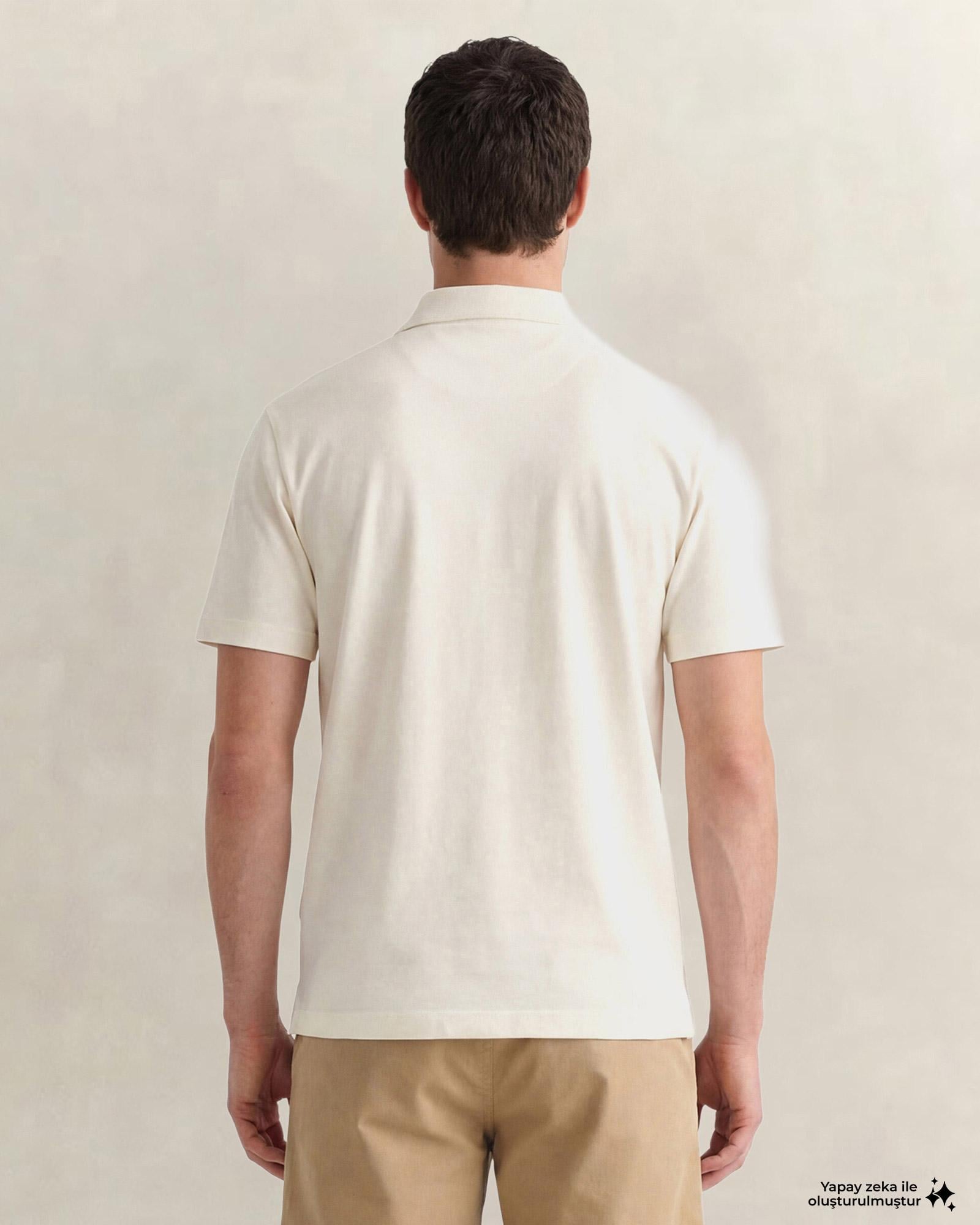 GANT Erkek Krem Regular Fit Polo Yaka T-Shirt