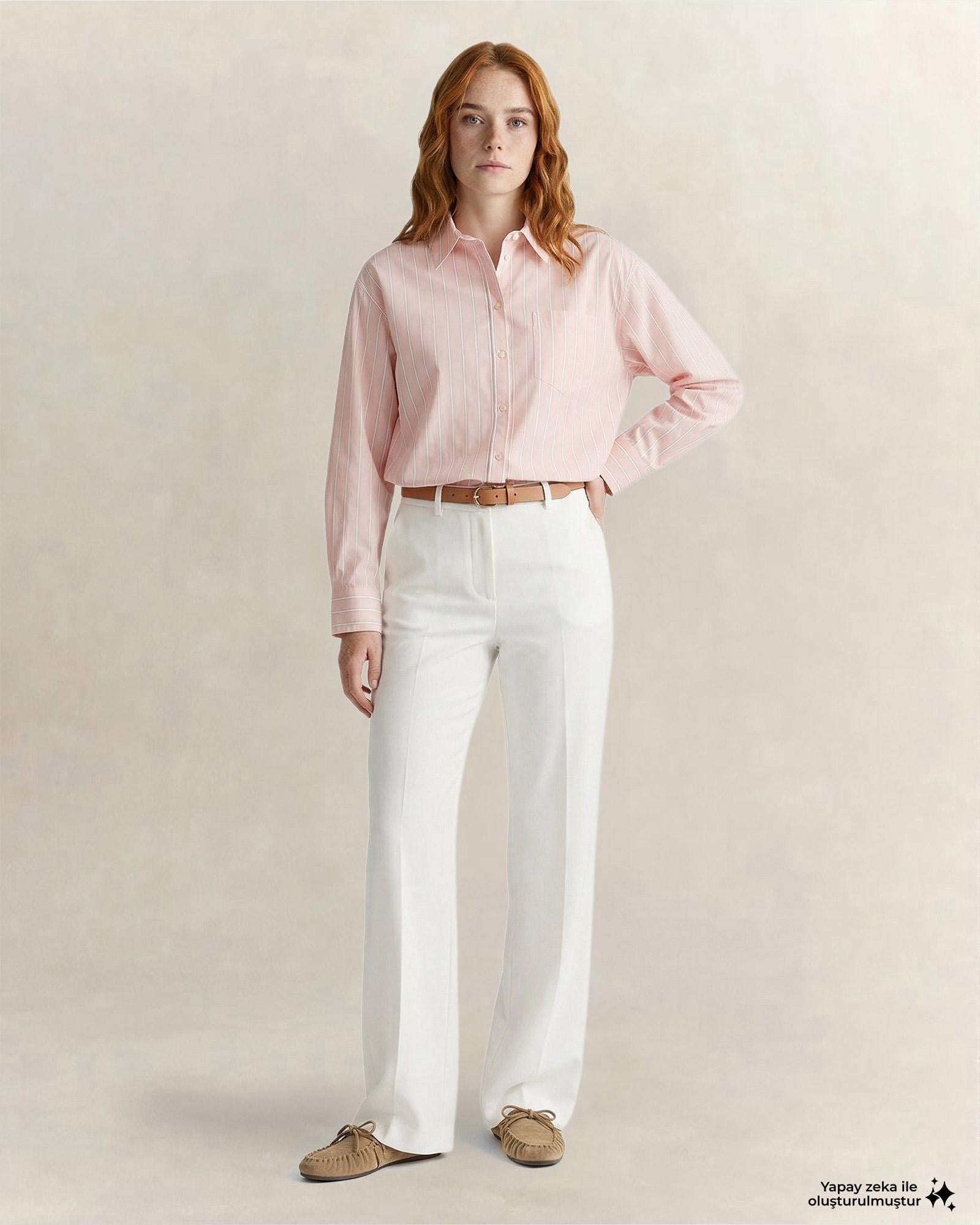GANT Kadın Pembe Relaxed Fit Çizgili Gömlek