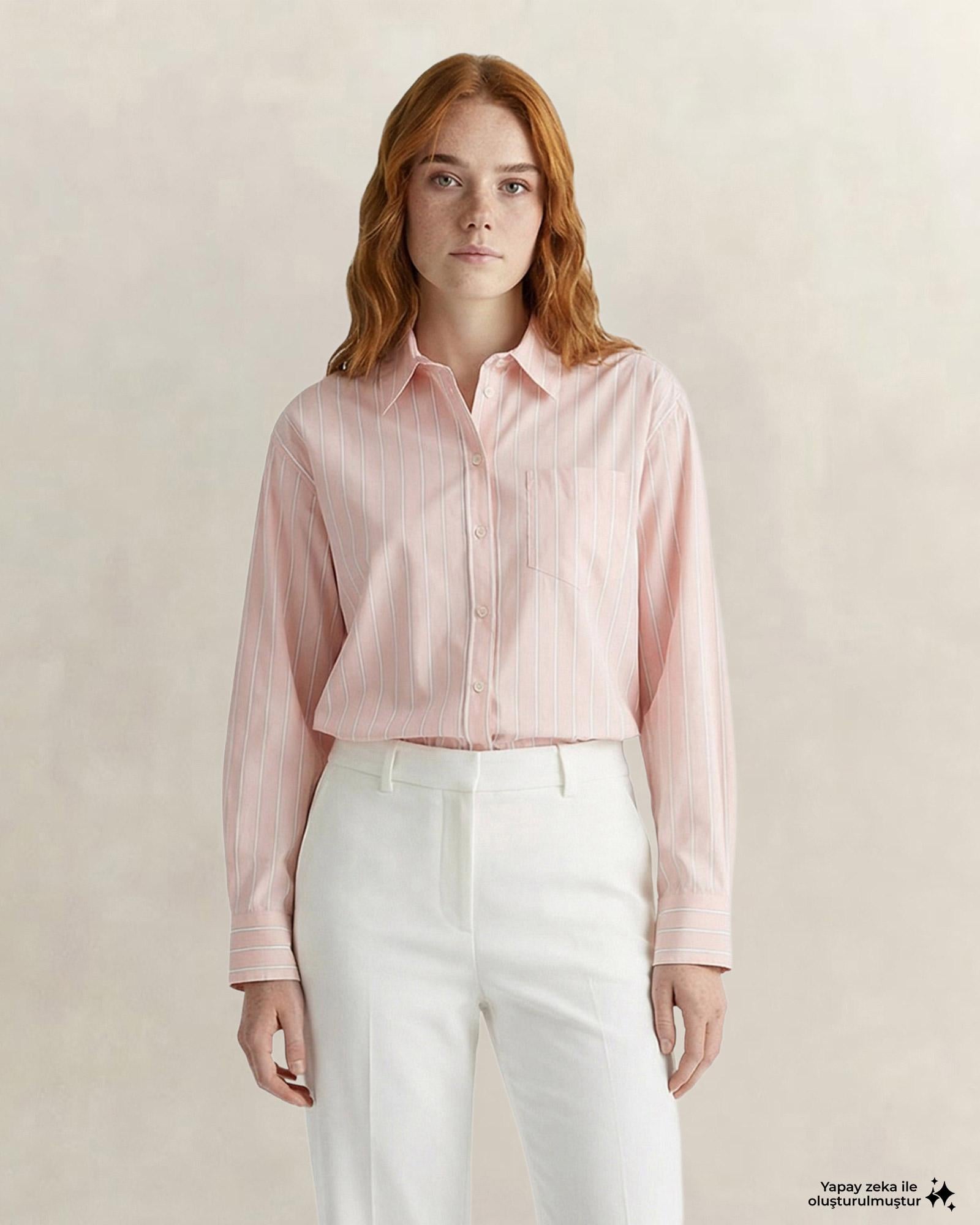 GANT Kadın Pembe Relaxed Fit Çizgili Gömlek