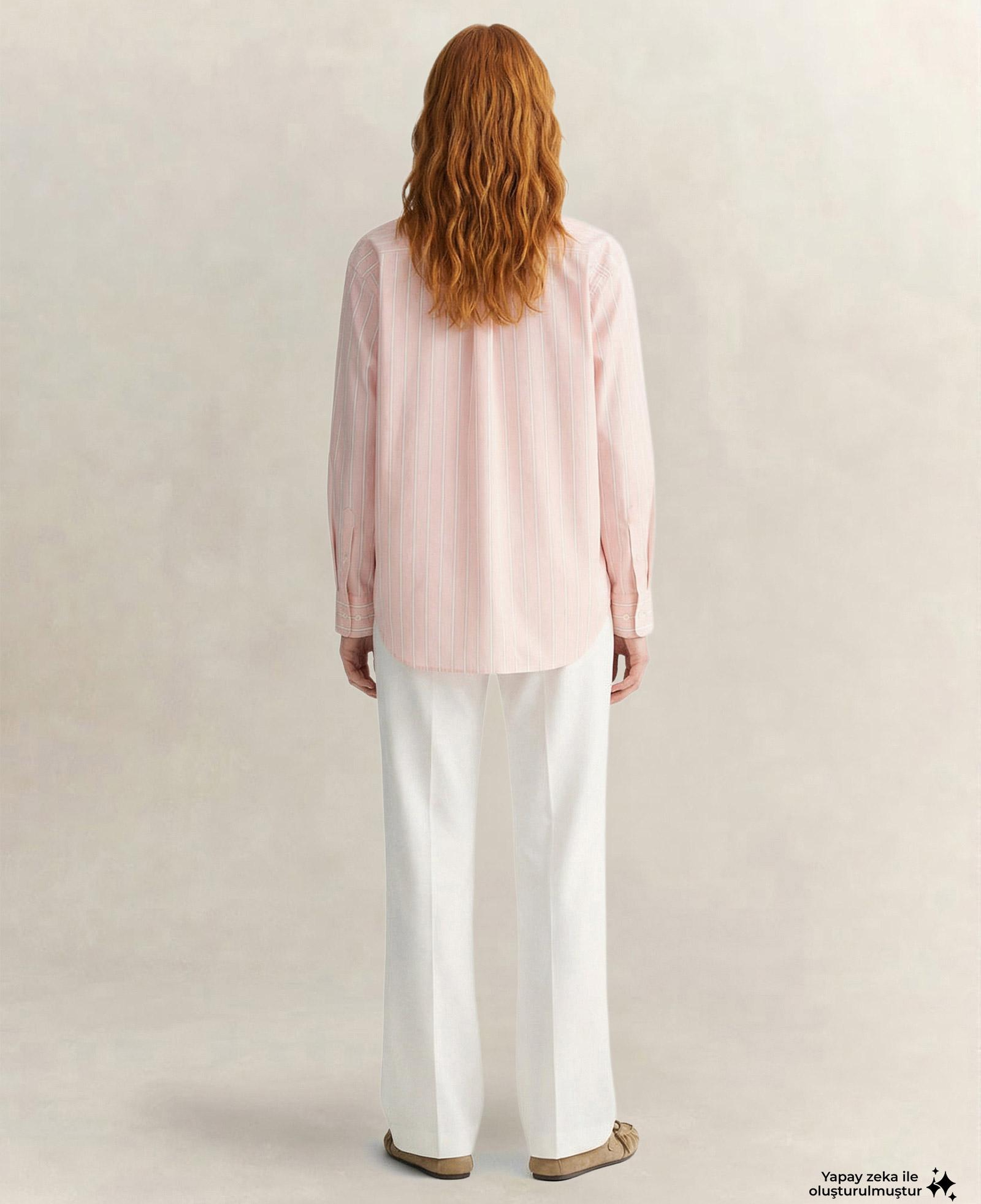 GANT Kadın Pembe Relaxed Fit Çizgili Gömlek