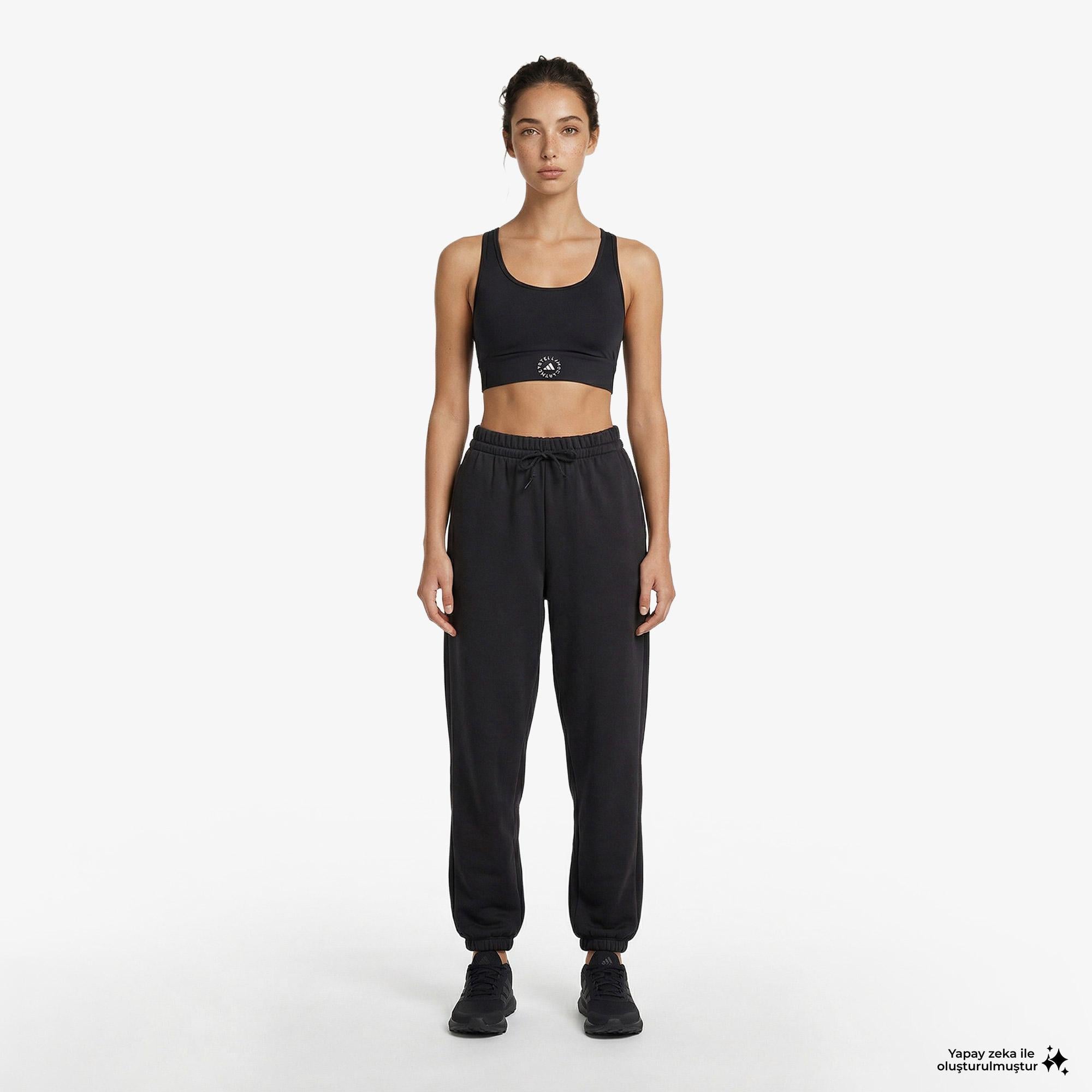 adidas Essentials Small Logo French Terry Cuffed Kadın Siyah Eşofman Altı