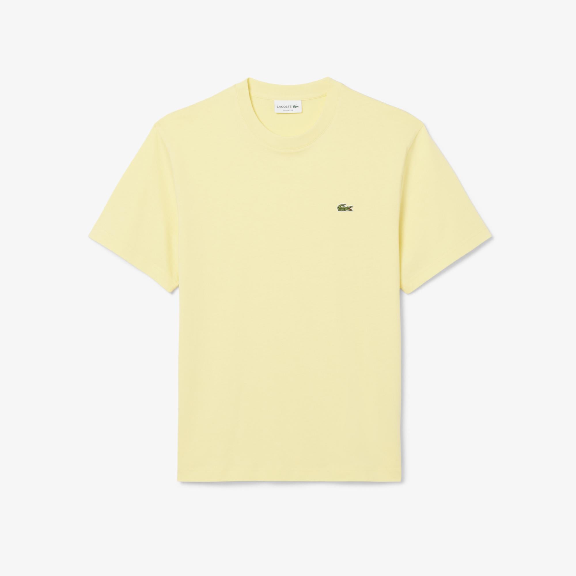Erkek Classic Fit Bisiklet Yaka Sarı T-Shirt