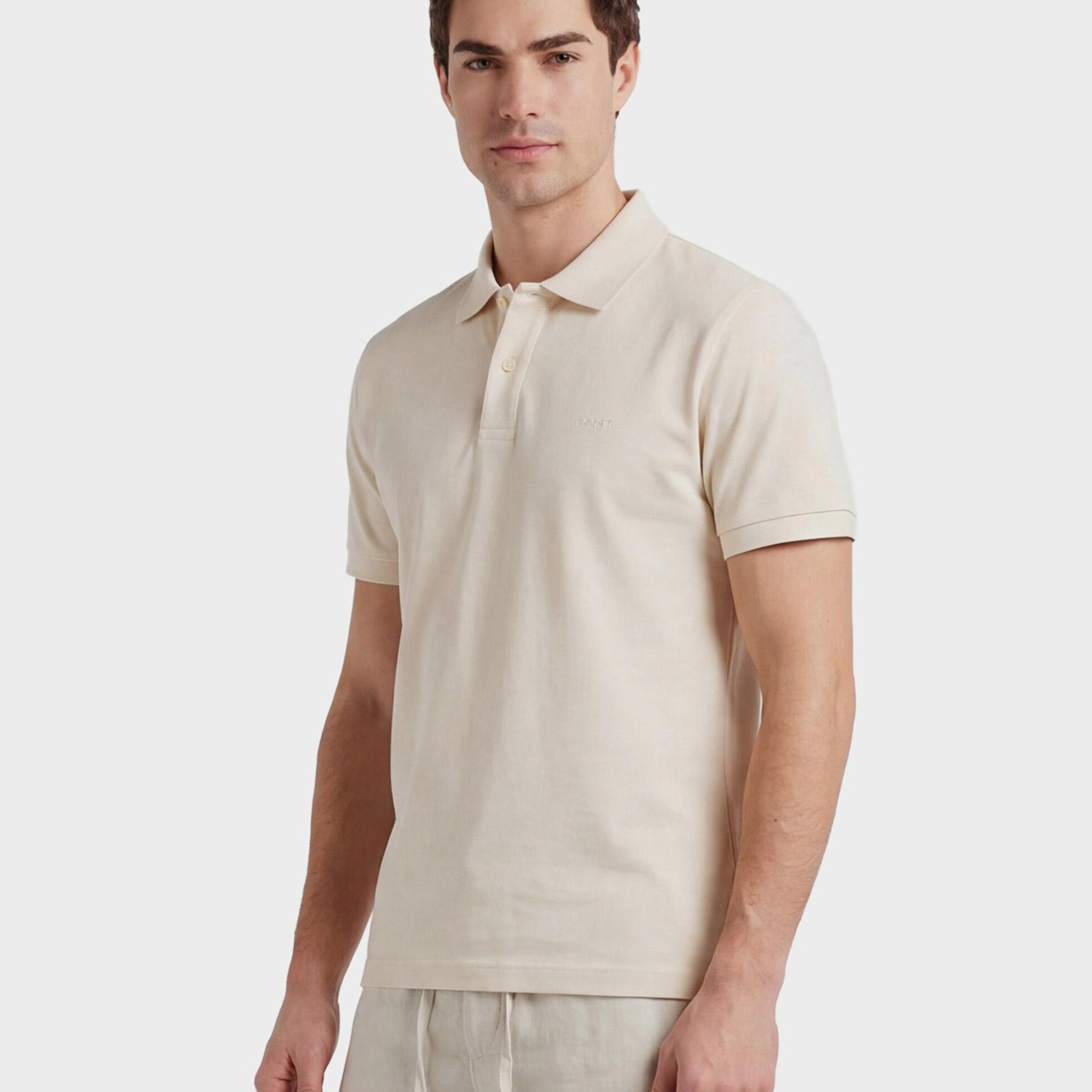 GANT Erkek Krem Regular Fit Polo Yaka T-Shirt