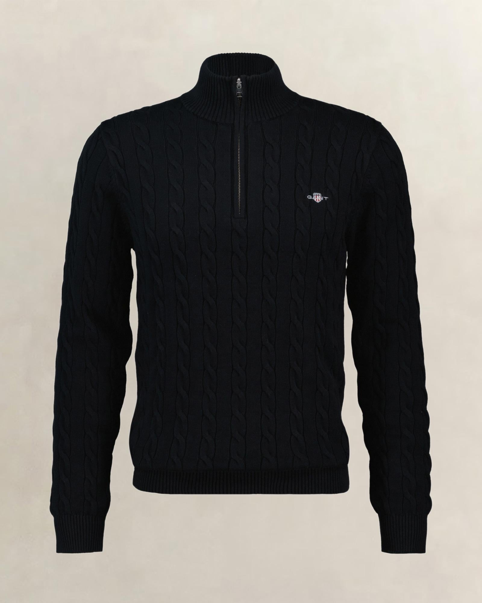 GANT Erkek Siyah Regular Fit Örgü Kazak