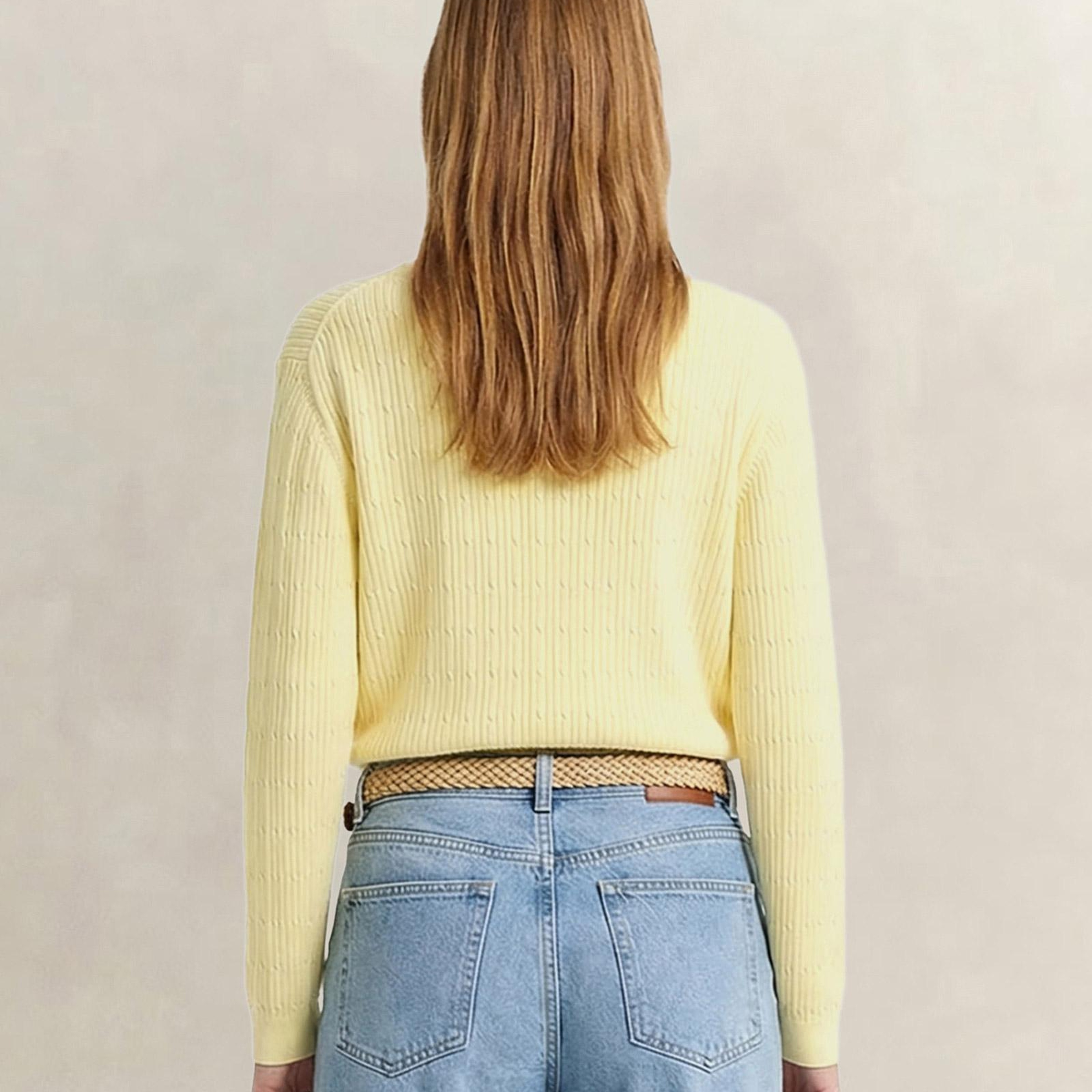 GANT Kadın Sarı Regular Fit V Yaka Kazak