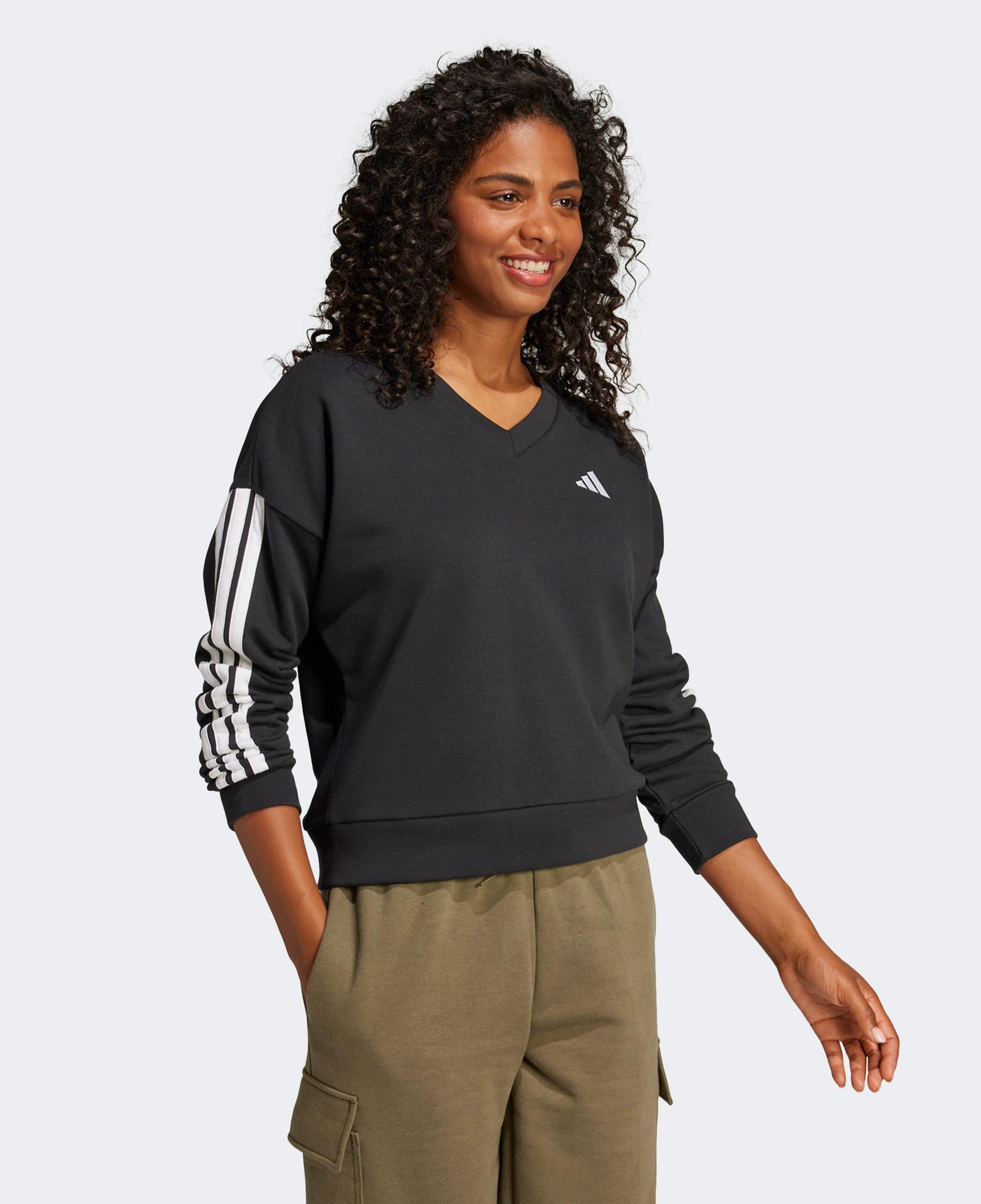 adidas Essentials 3 Stripes French Terry Kadın Siyah Sweatshirt