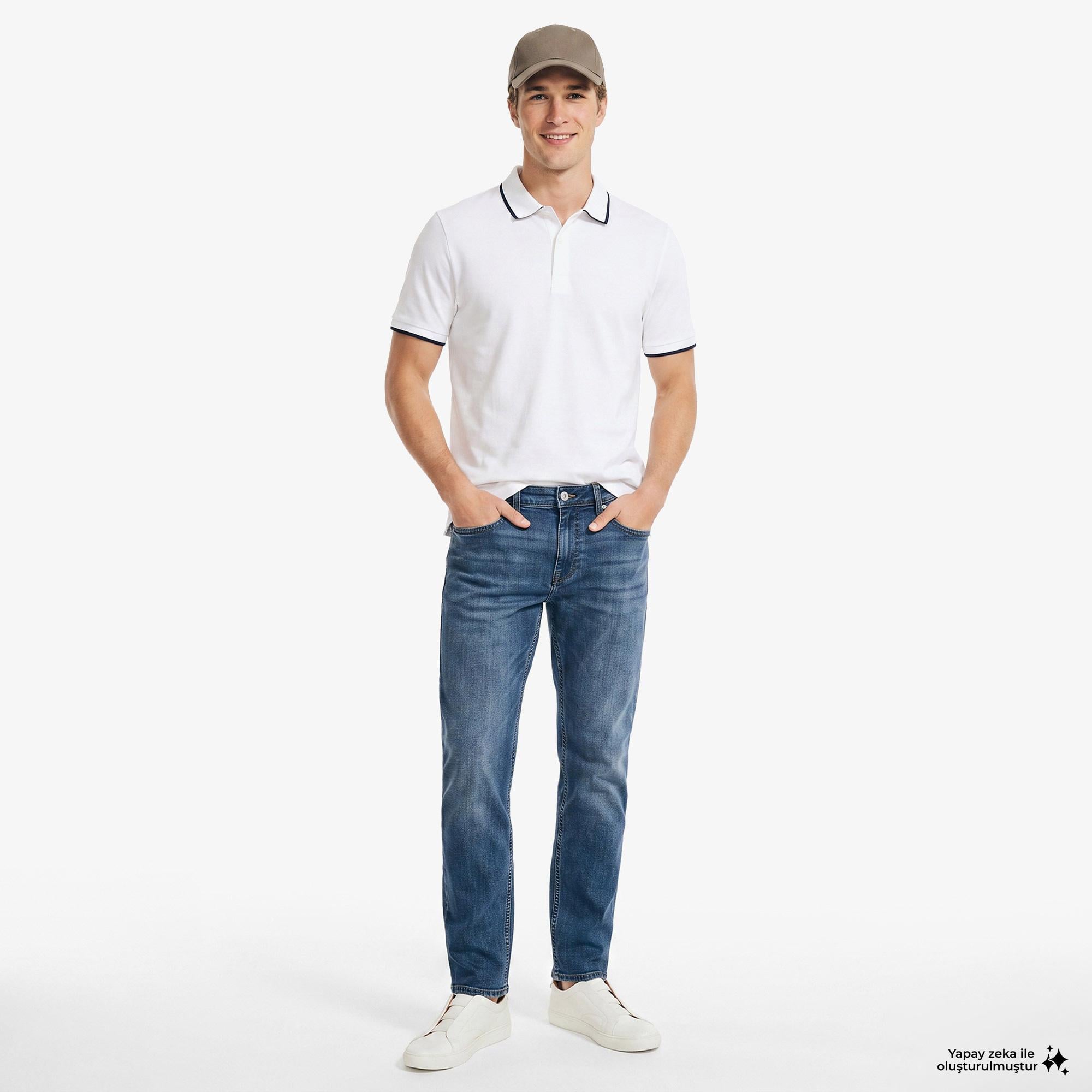 Nautica Erkek Mavi Slim Fit Denim Pantolon