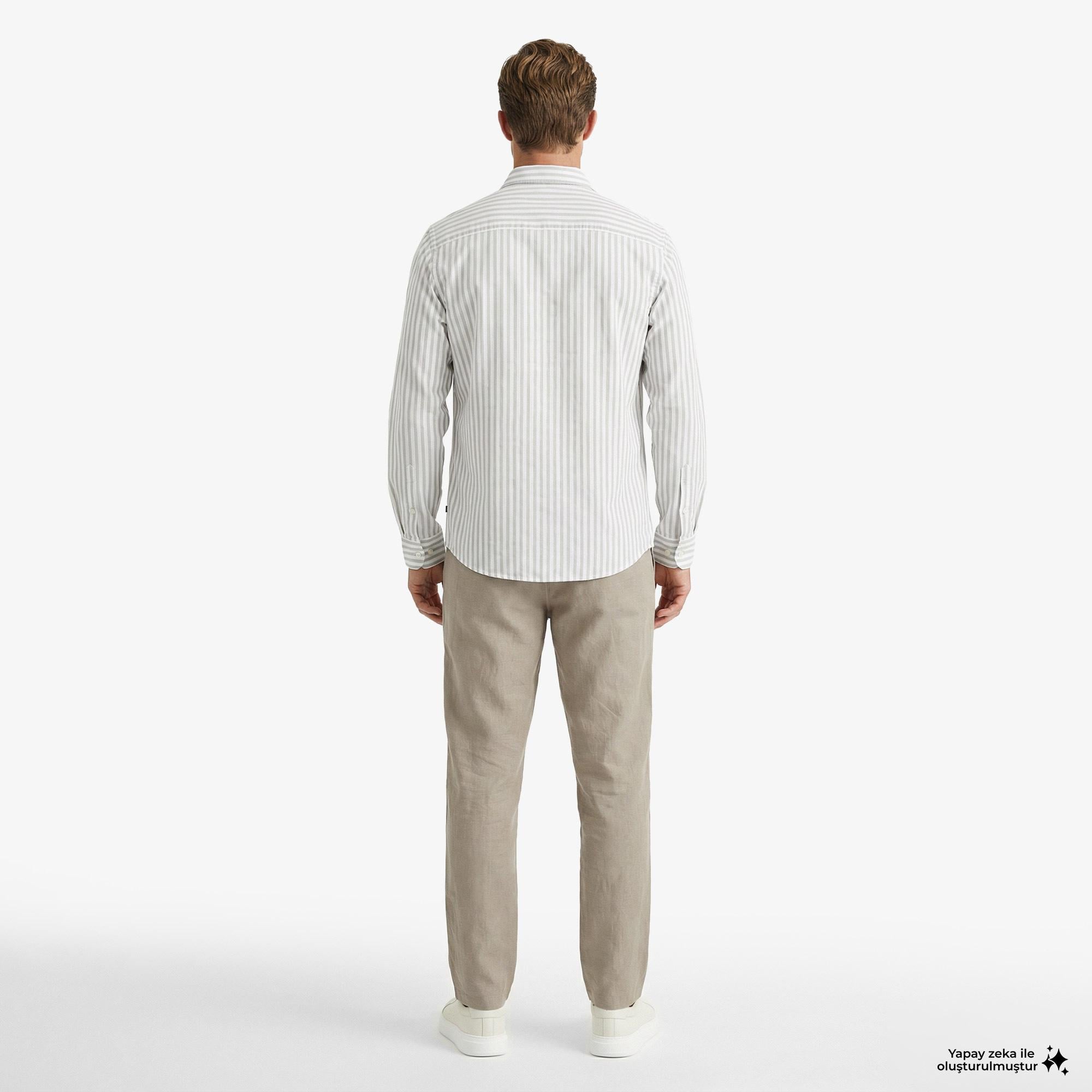 Nautica Erkek Yeşil Regular Fit Çizgili Gömlek