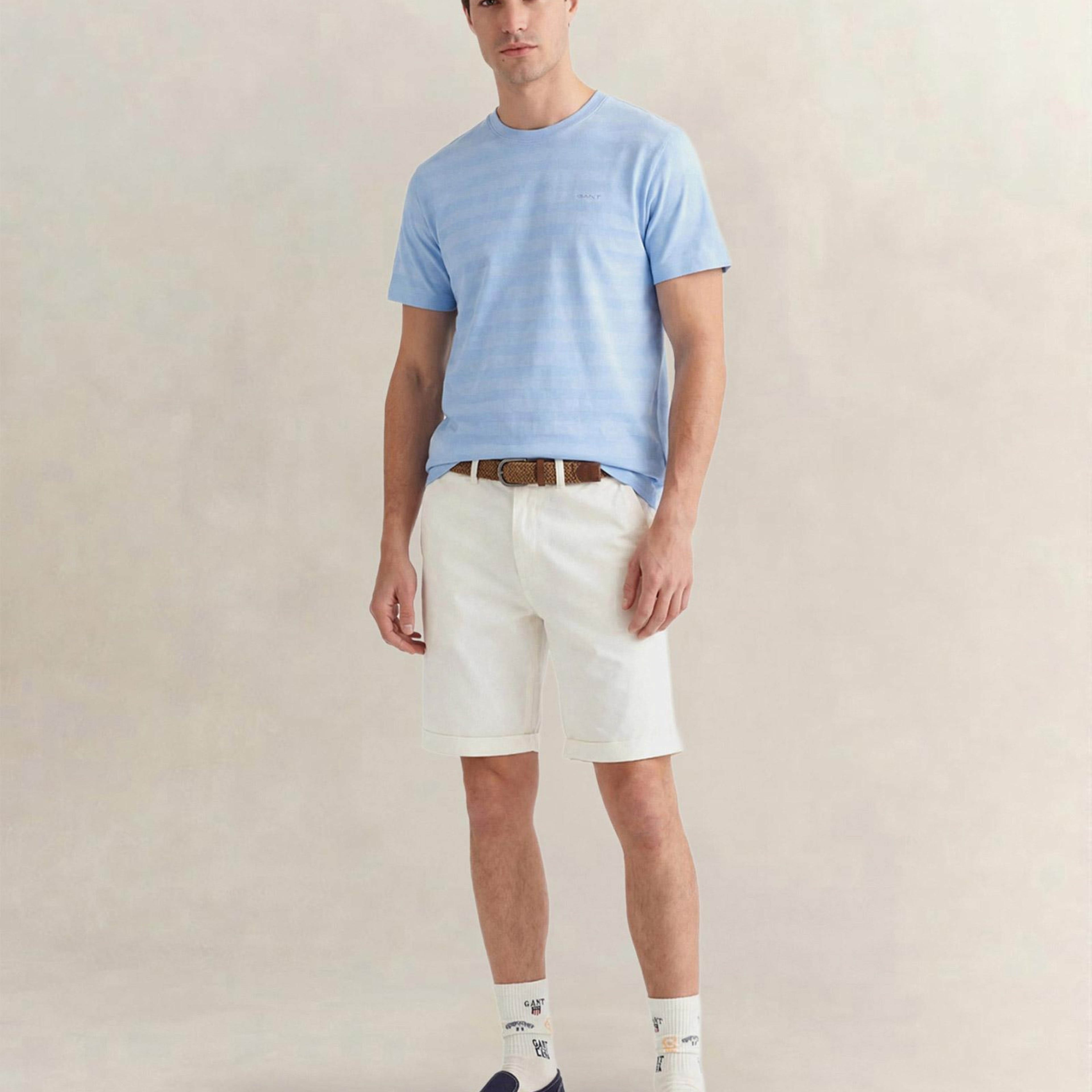 GANT Erkek Mavi Bisiklet Yaka Regular Fit T-Shirt