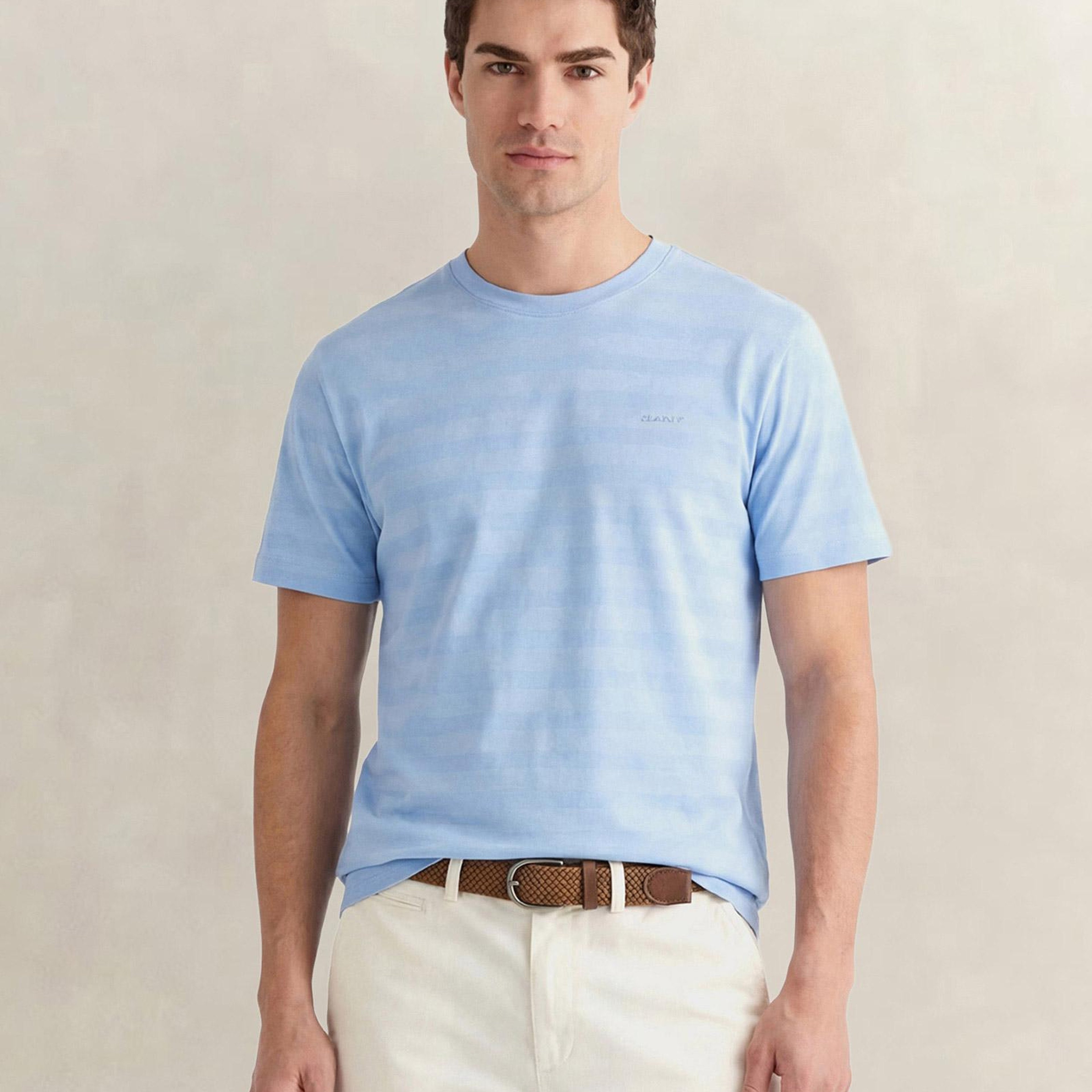 GANT Erkek Mavi Bisiklet Yaka Regular Fit T-Shirt