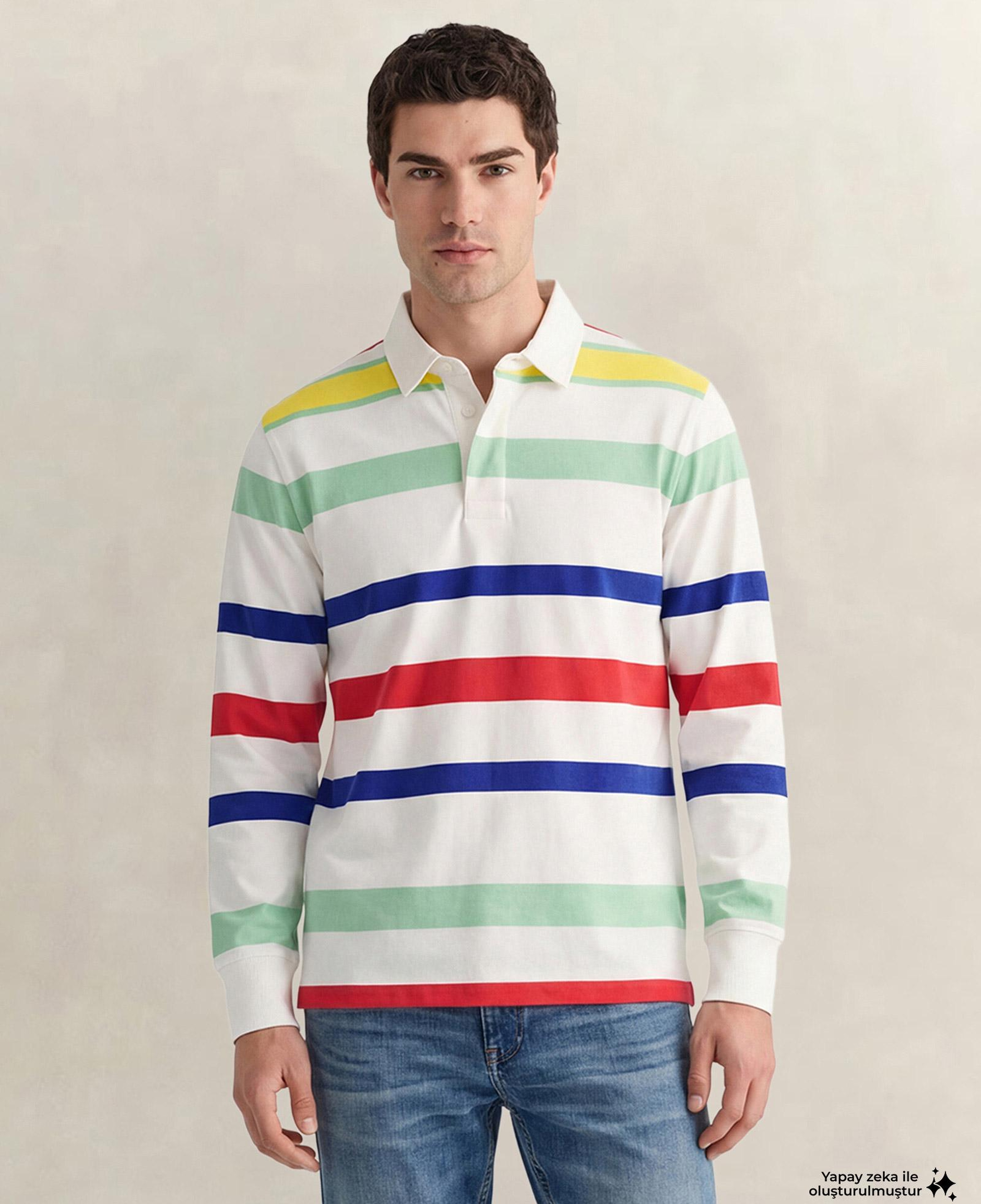 GANT Erkek Beyaz Logolu Rugby T-Shirt